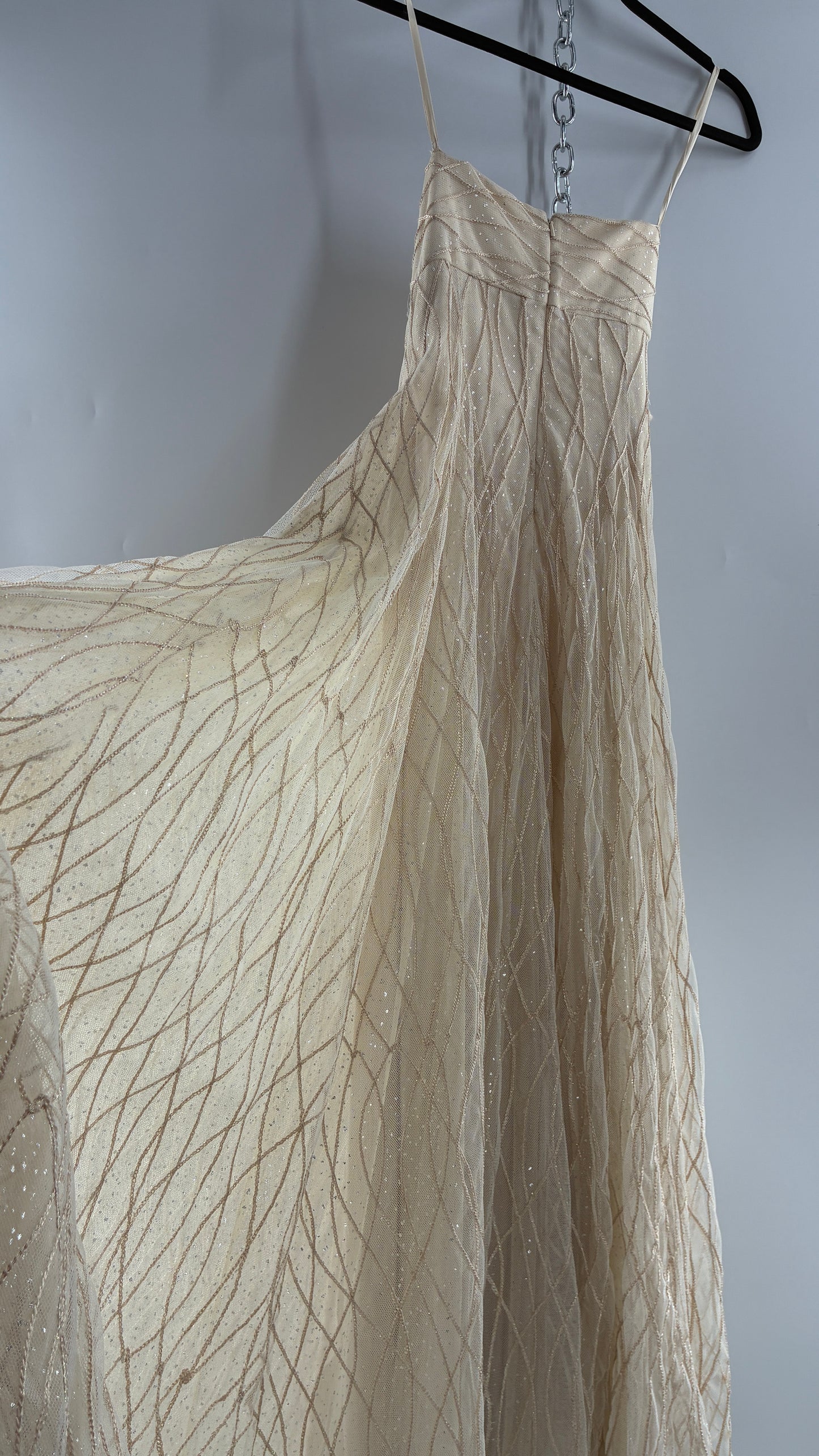 Vintage Victor Costa for Neiman Marcus Strapless Ruched/Pleated Bust Mermaid Gown Covered in Braided Threads and Embroidered Beads (6)