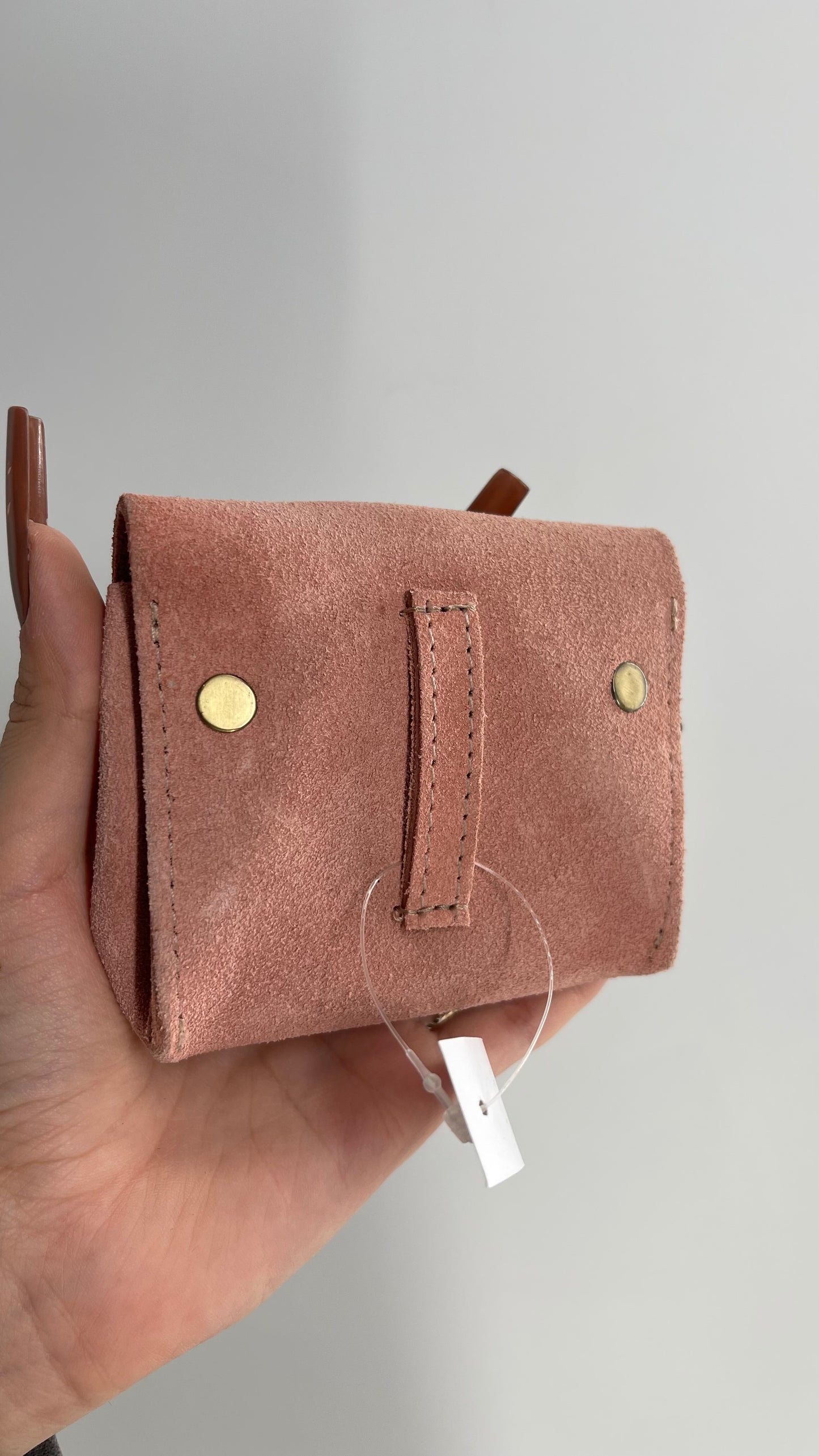 Urban Outfitters Rose Pink Suede Leather Wallet Belt Bag