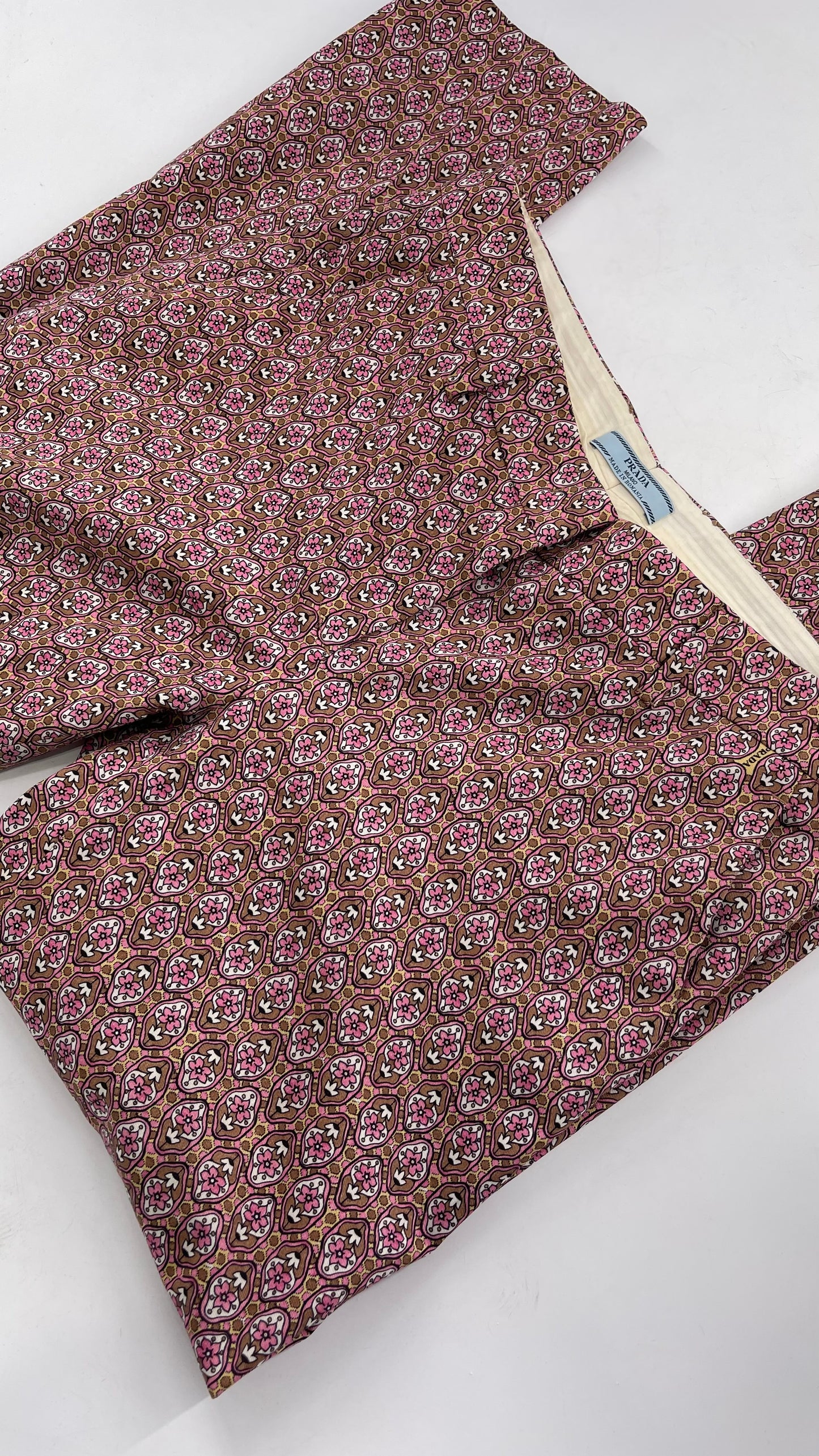 Vintage PRADA Trouser Brown Pink 1970s Style Pattern (28)