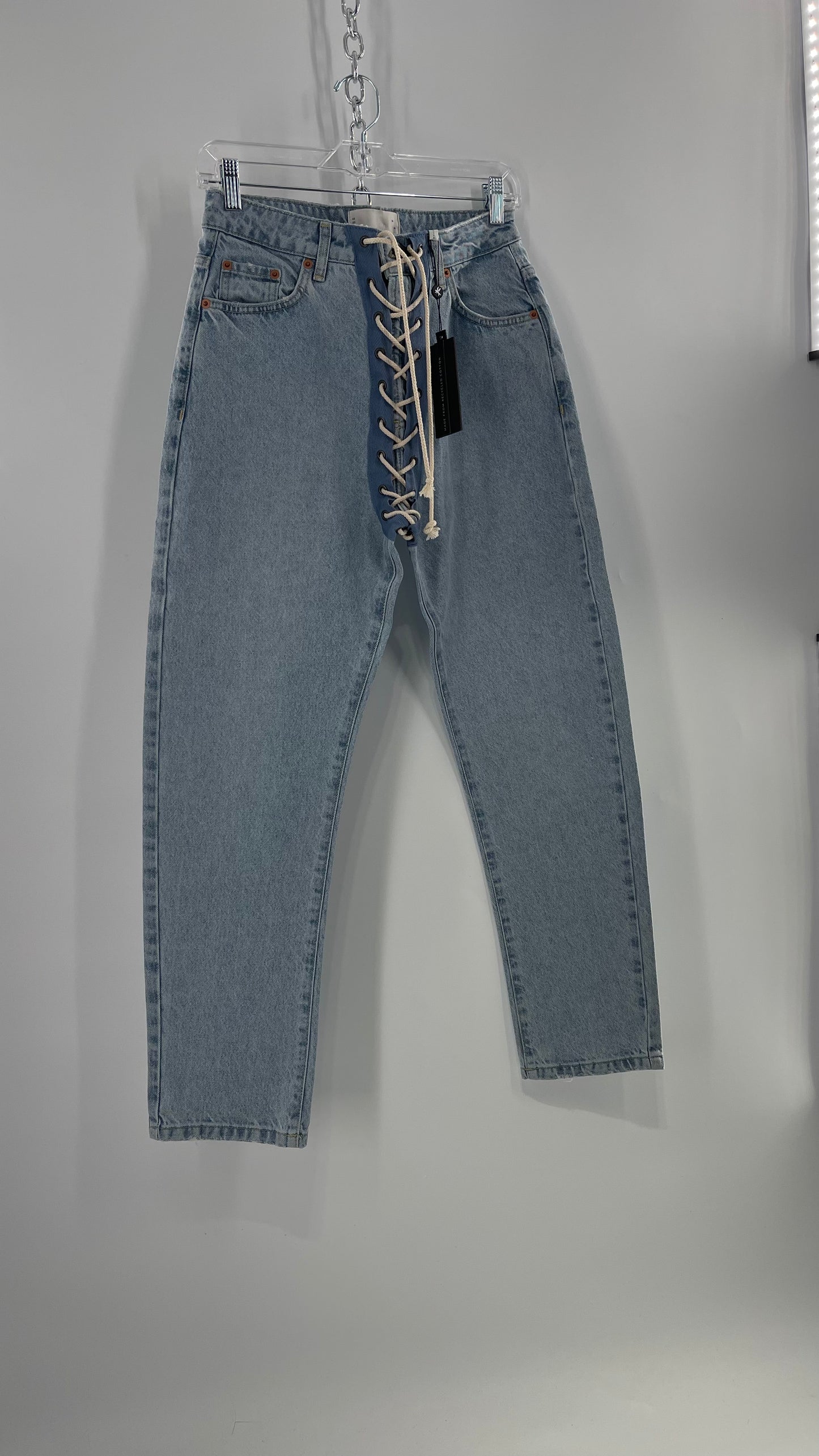One Teaspoon Best Blue Lace Bandit Jeans Lace Up Detail on Front and Back (24)