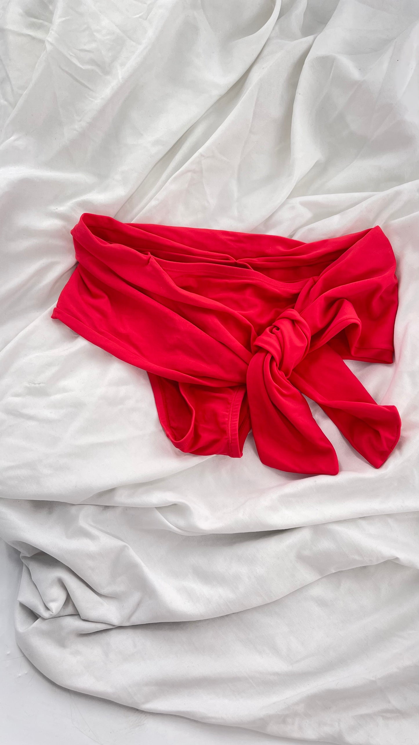 NY Apparel Group Sample Fold Over Side Tie Neon Coral Swim (Small)