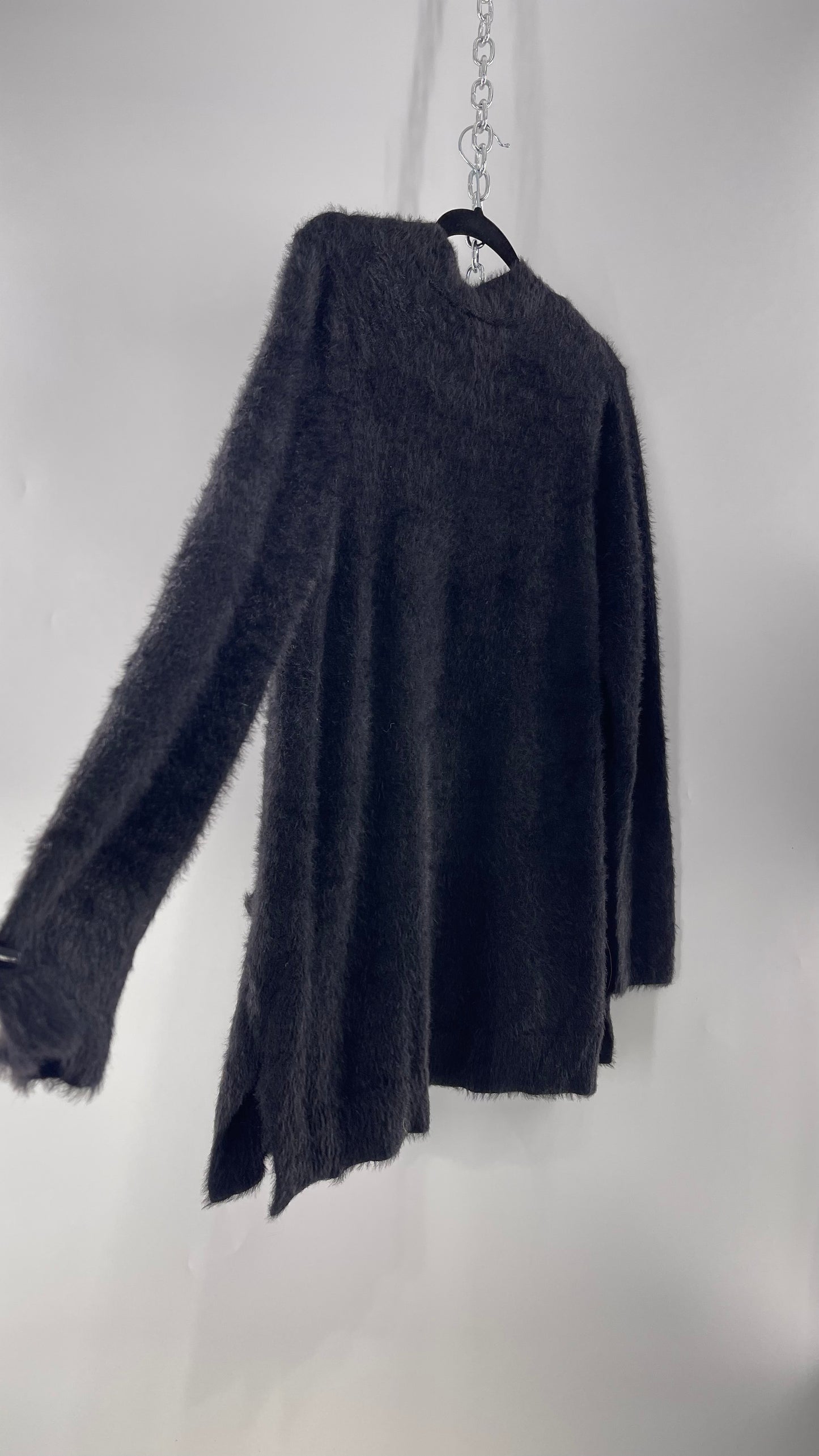 Kensie Black Fuzzy Slouchy Cardigan with Pockets and Tags Attached (Small)