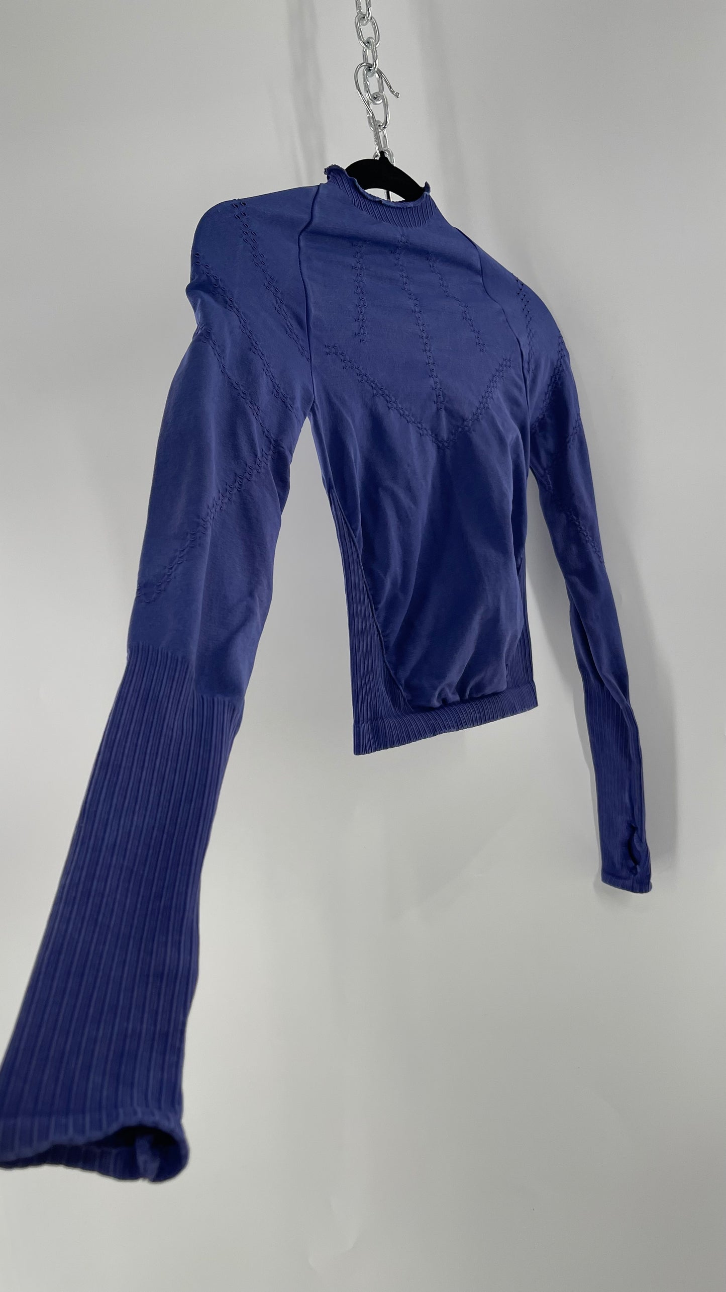 Free People Movement Spandex Perforated Purple Skim Top (XS/S)