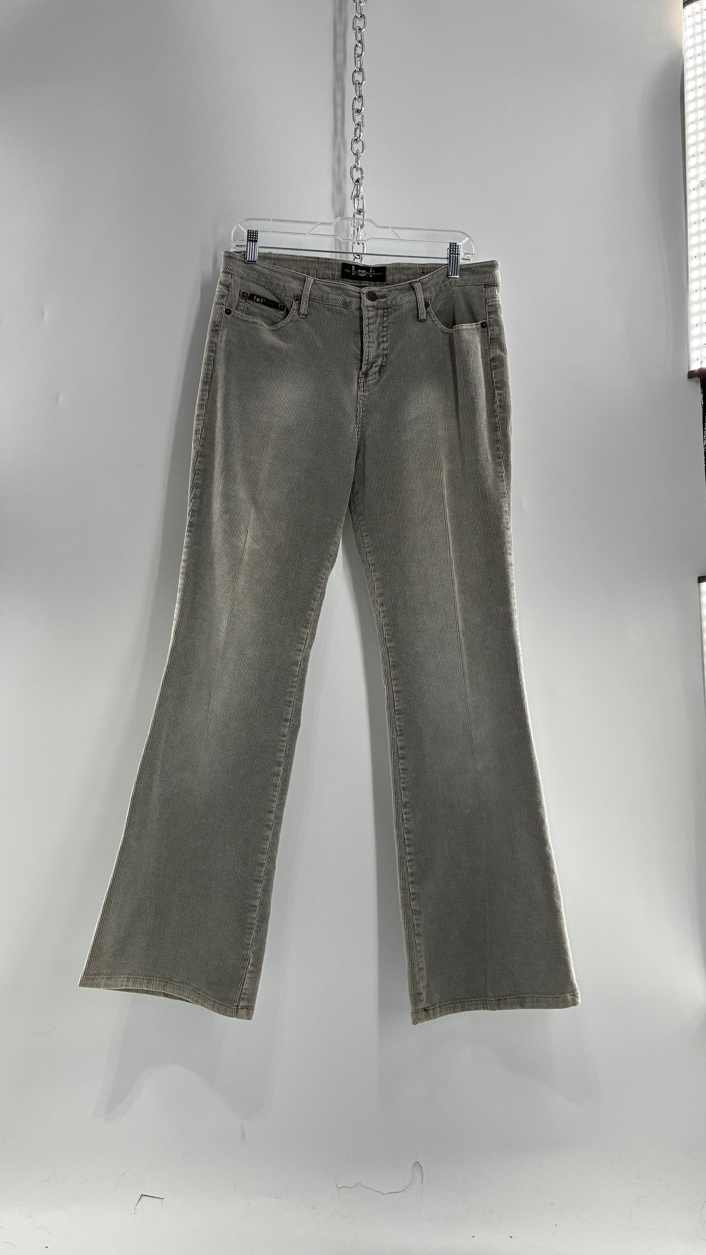 Vintage LEI Grey Corduroy Flare Pants with Fading Detail (13)