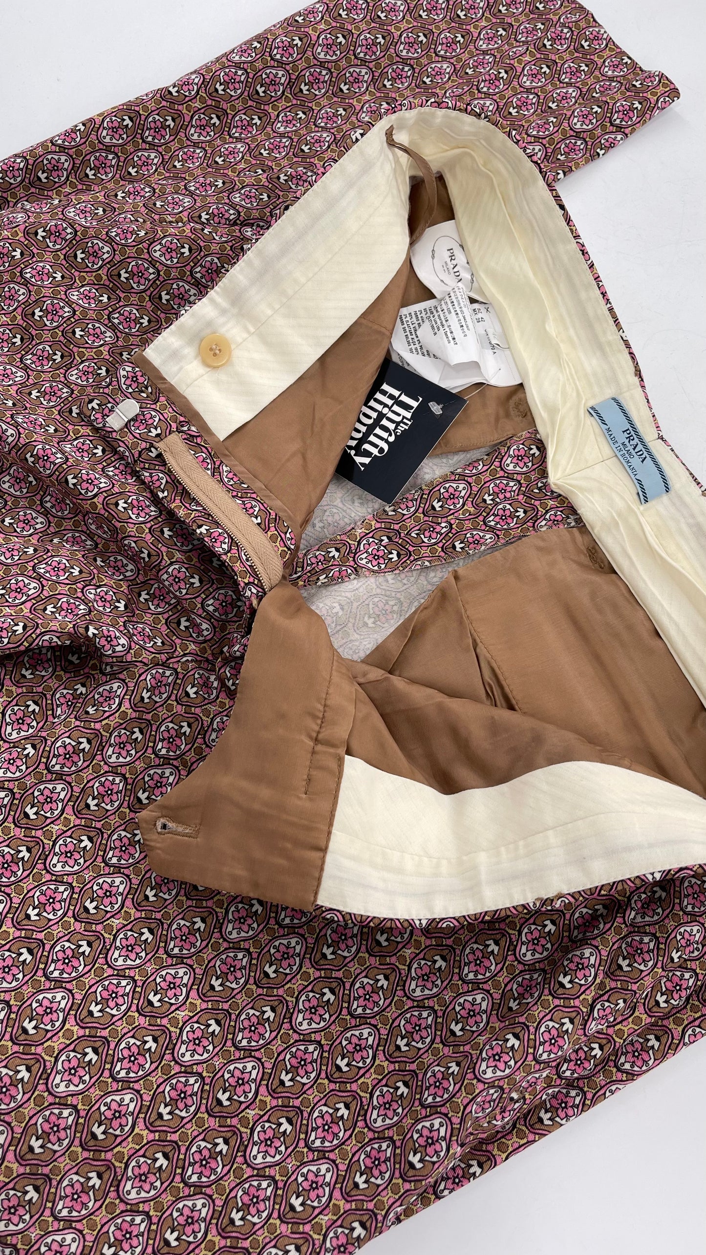 Vintage PRADA Trouser Brown Pink 1970s Style Pattern (28)