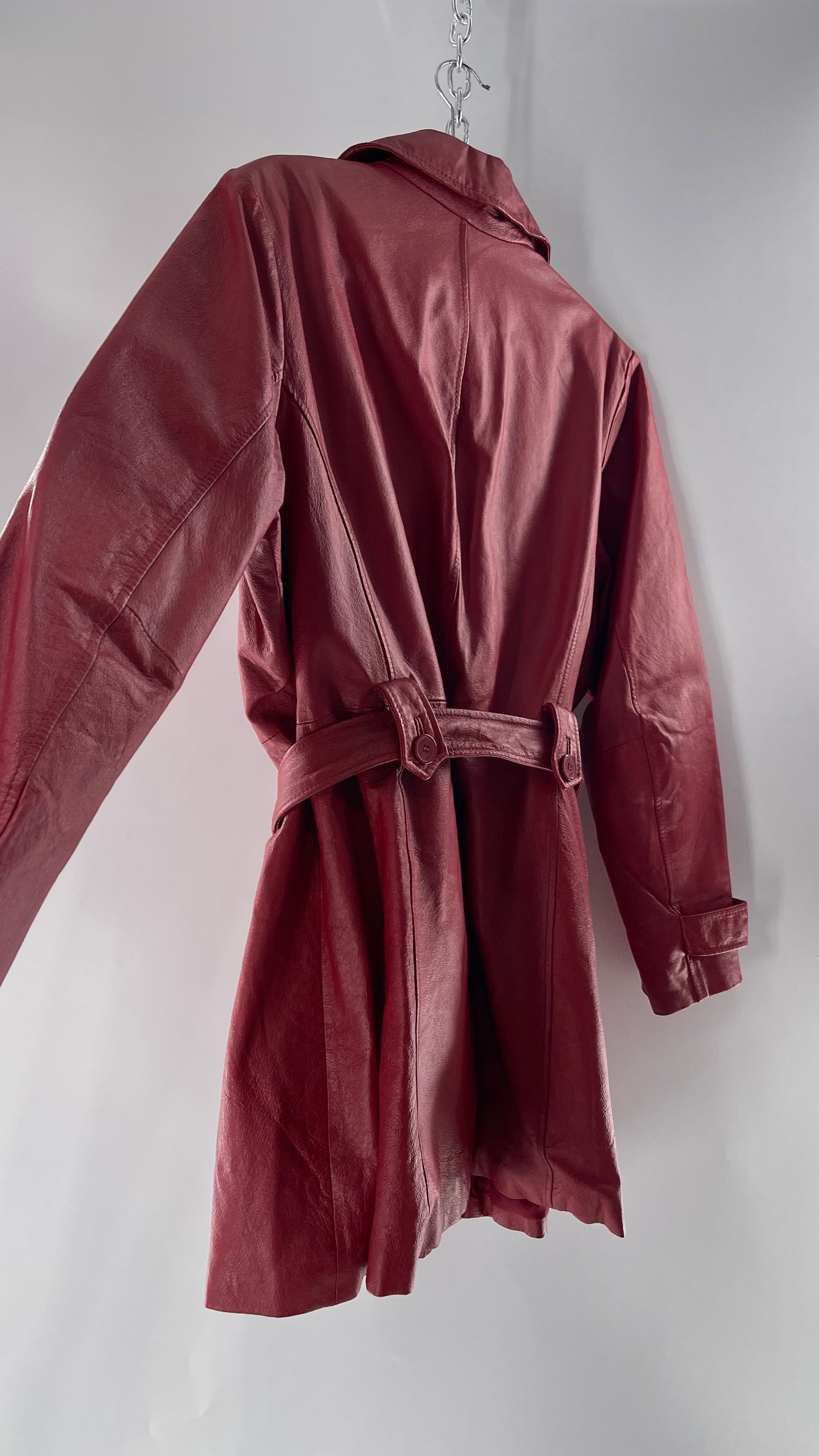 Vintage MetroStyle Red Leather Trench (C)(L/XL)