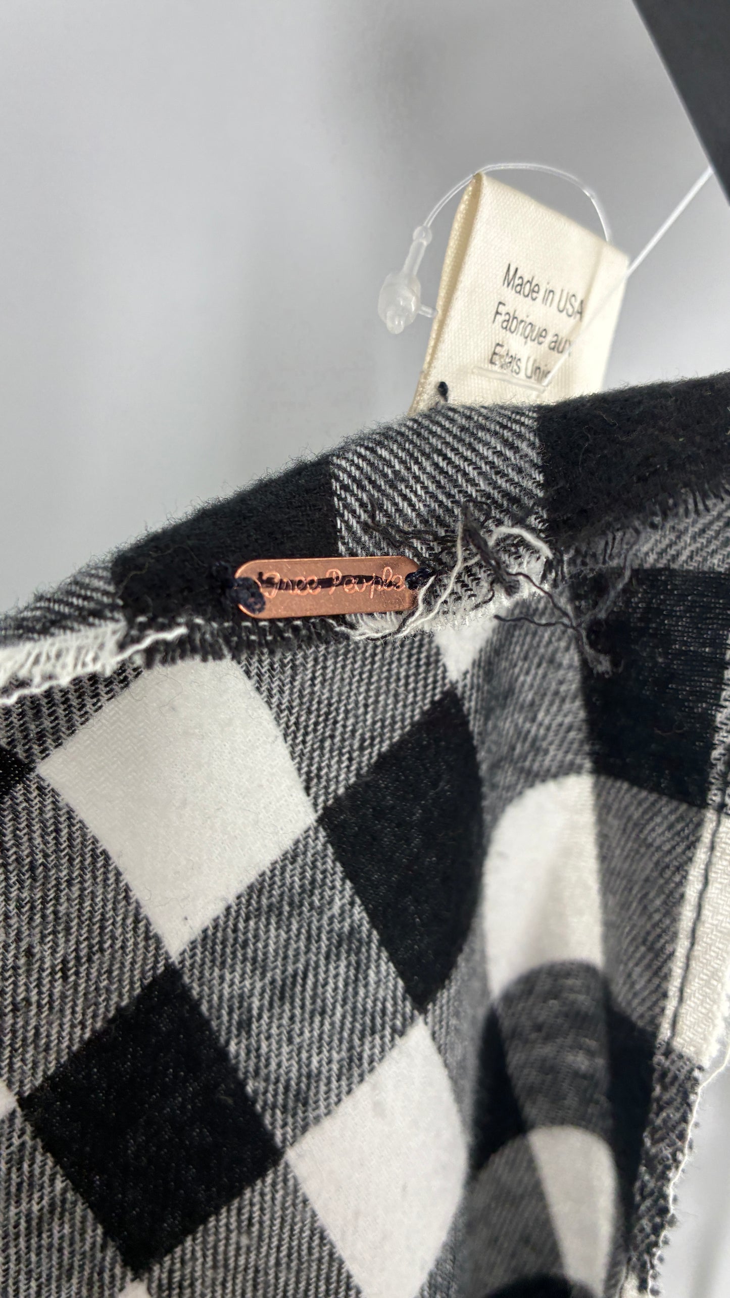 Free People Plaid, Studded, Black and White Bandana Head Scarf