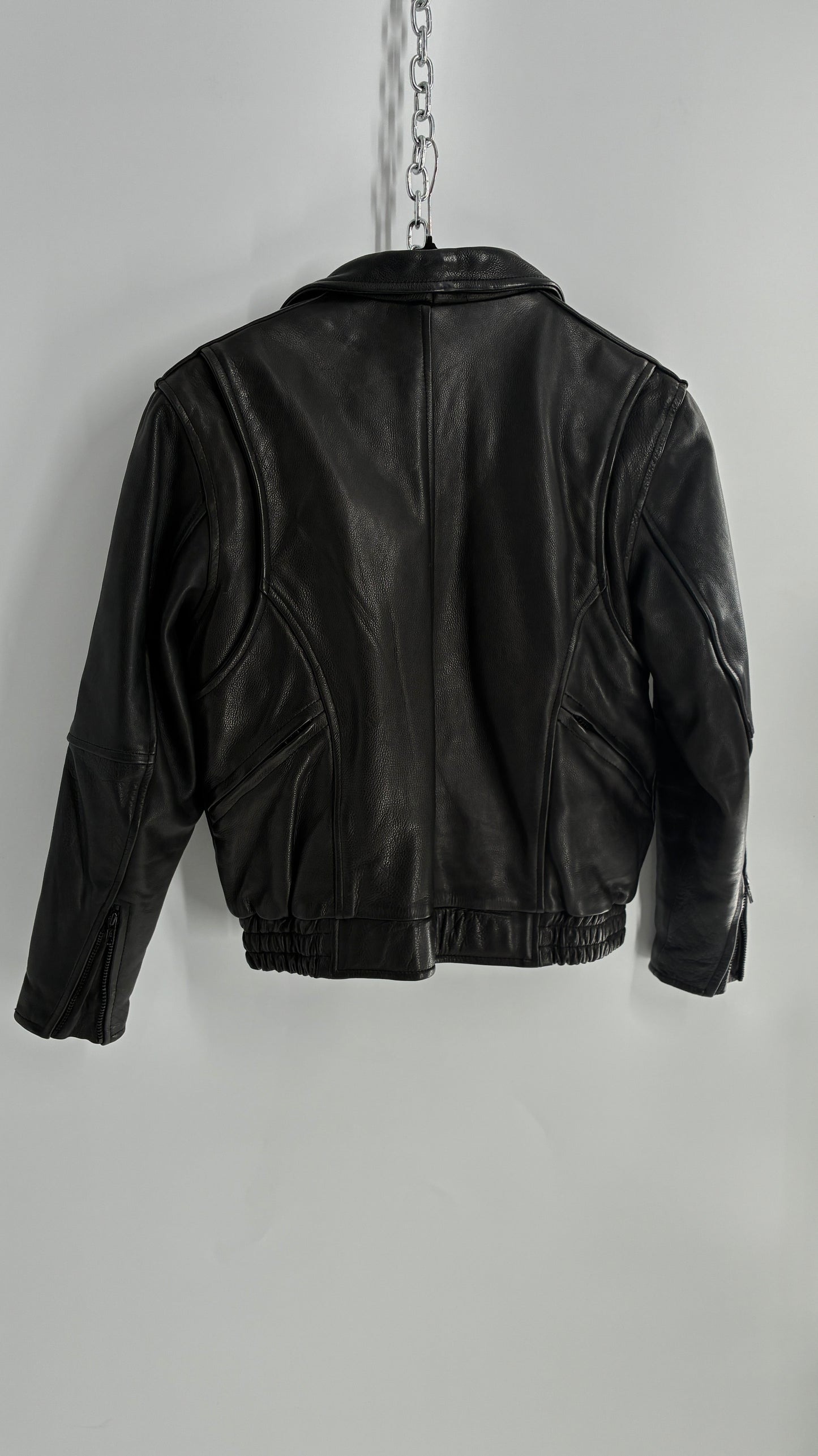 Thinsulate RAIDER Black Leather Motorcycle Bomber Jacket (12)