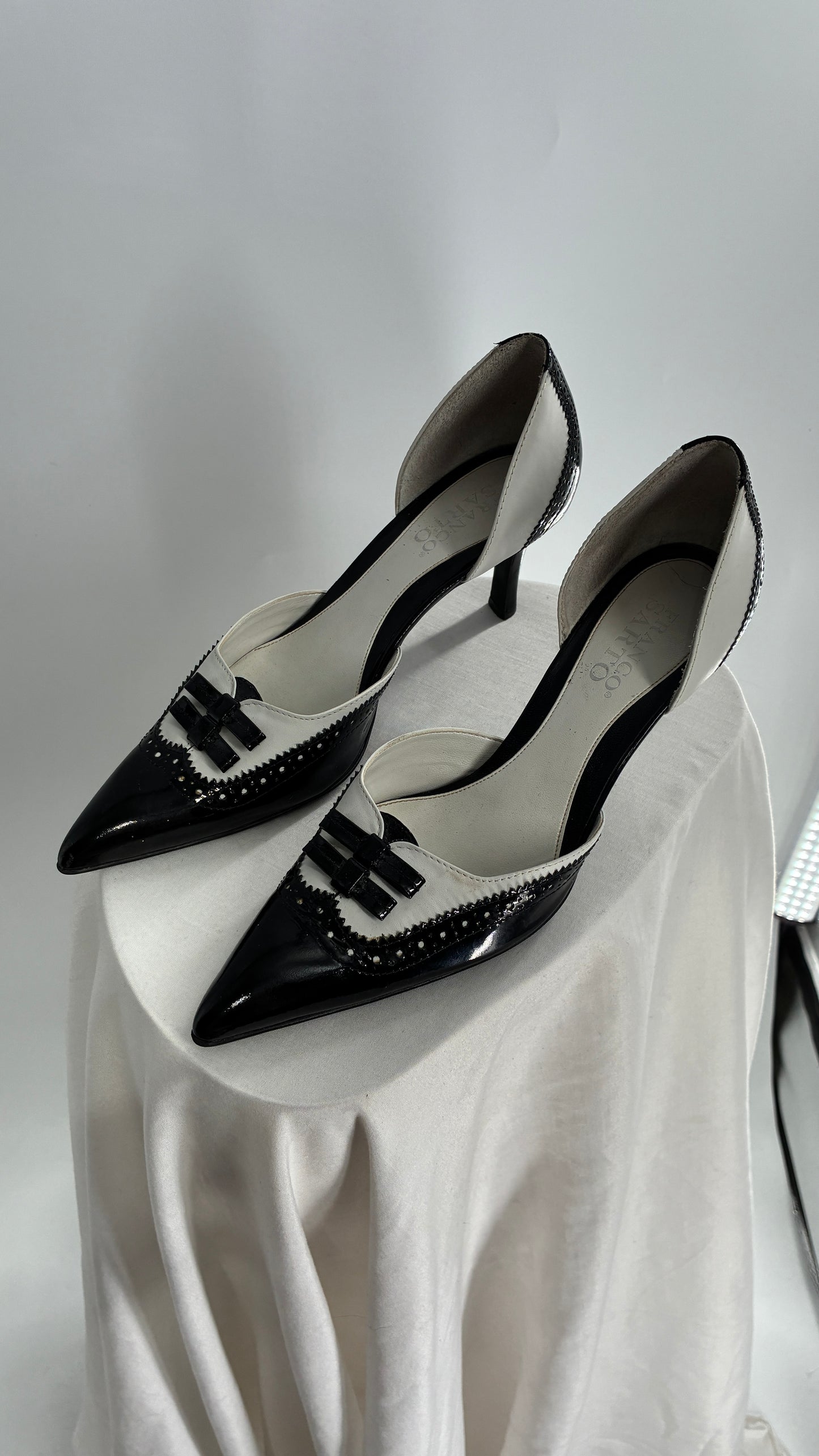Vintage Franco Sarto Black and White Pointed Toe Tuxedo Heel (8)