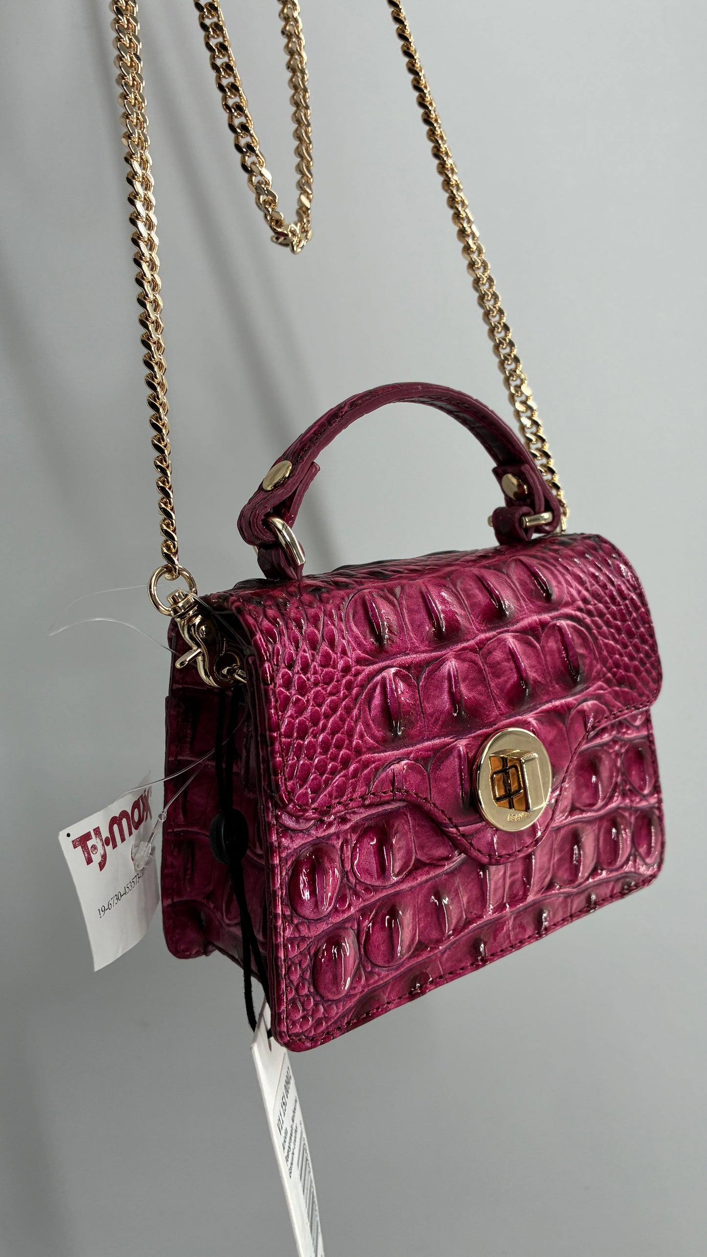 BRAHMIN Arietta Pomegranate Melbourne Mini Purse with Tags Attached, Gold Crossbody Chain and Authentication