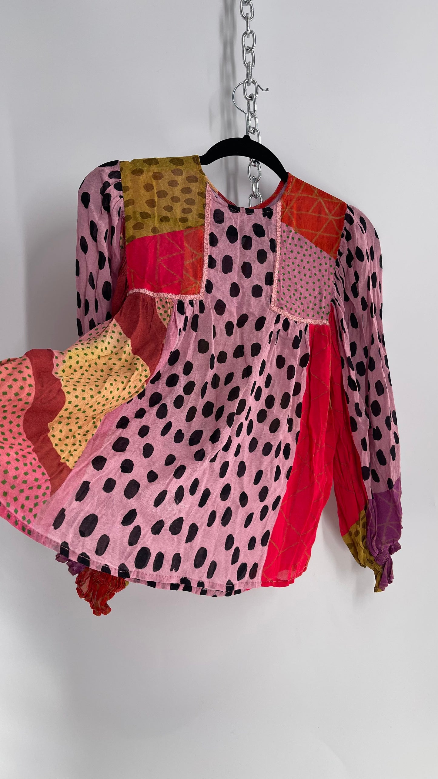 BL^NK Mixed Pattern Warm Toned Blouse (Petite Small)