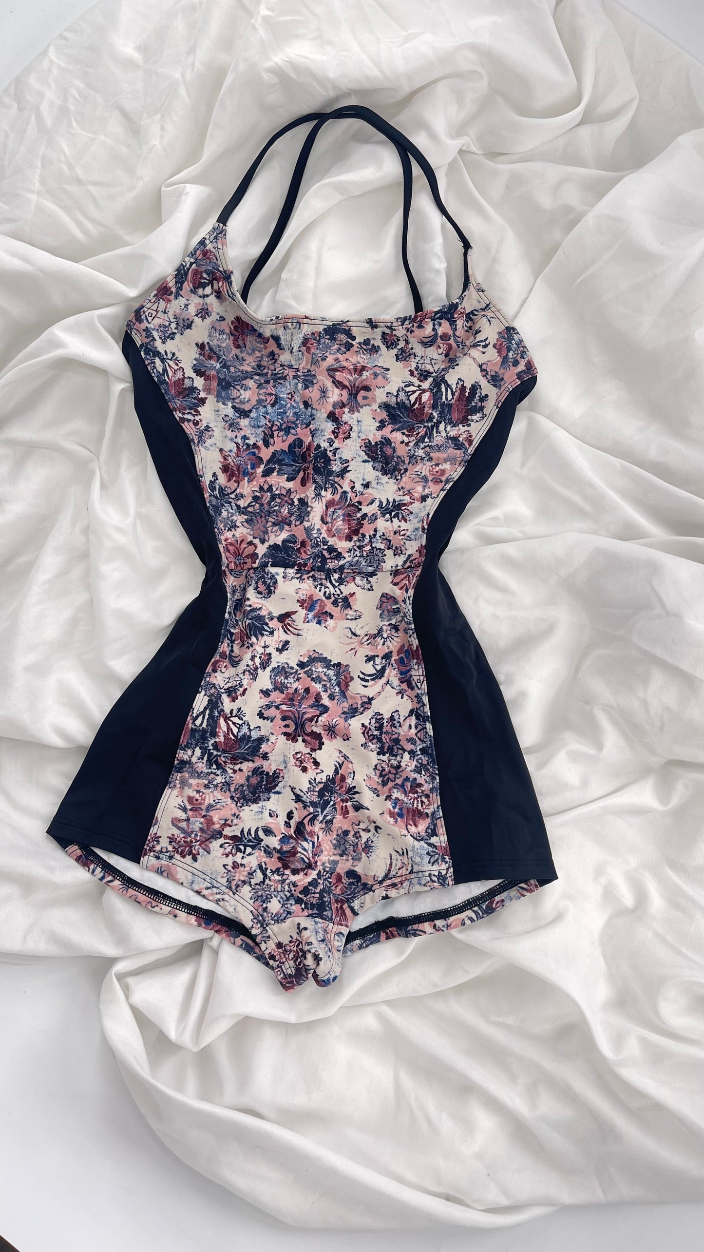 Free People Movement X Onzie Muted Florals and Black Swim Body Suit (S/M)