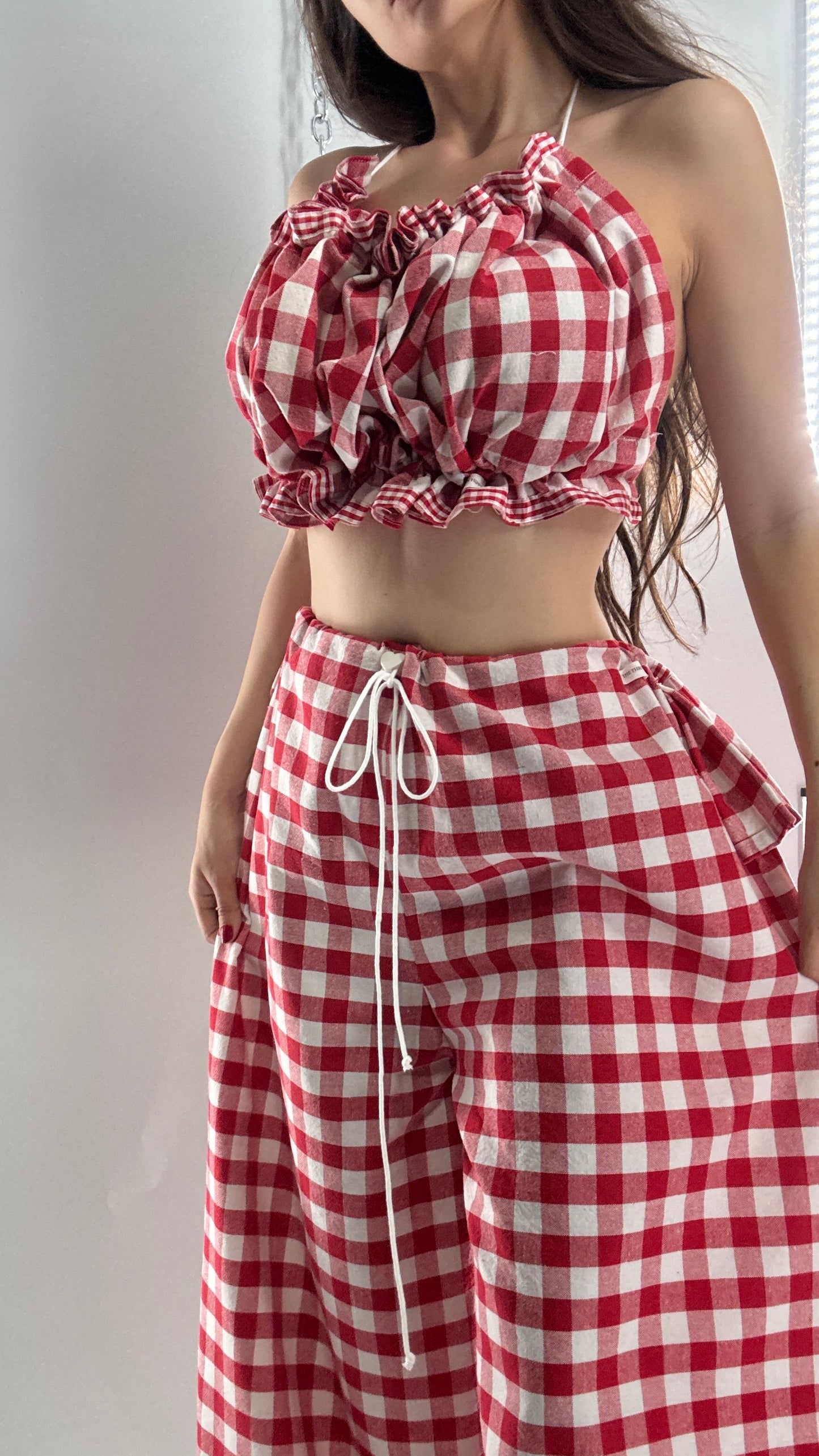 Vintage Handmade Picnic Red/White Gingham Two Piece Set (XS-L)