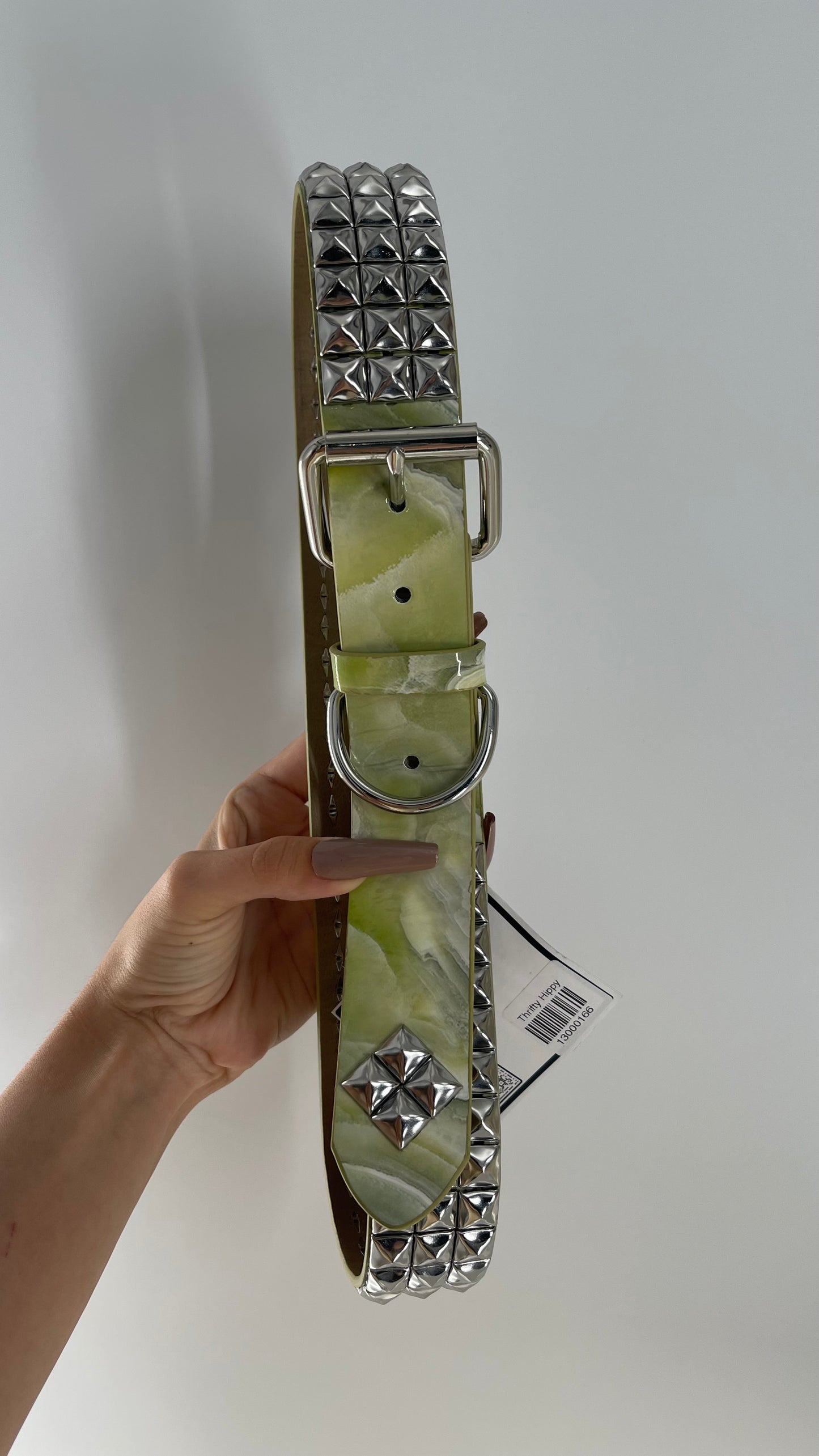 Urban Outfitters Green Marble Studded Belt (Medium)