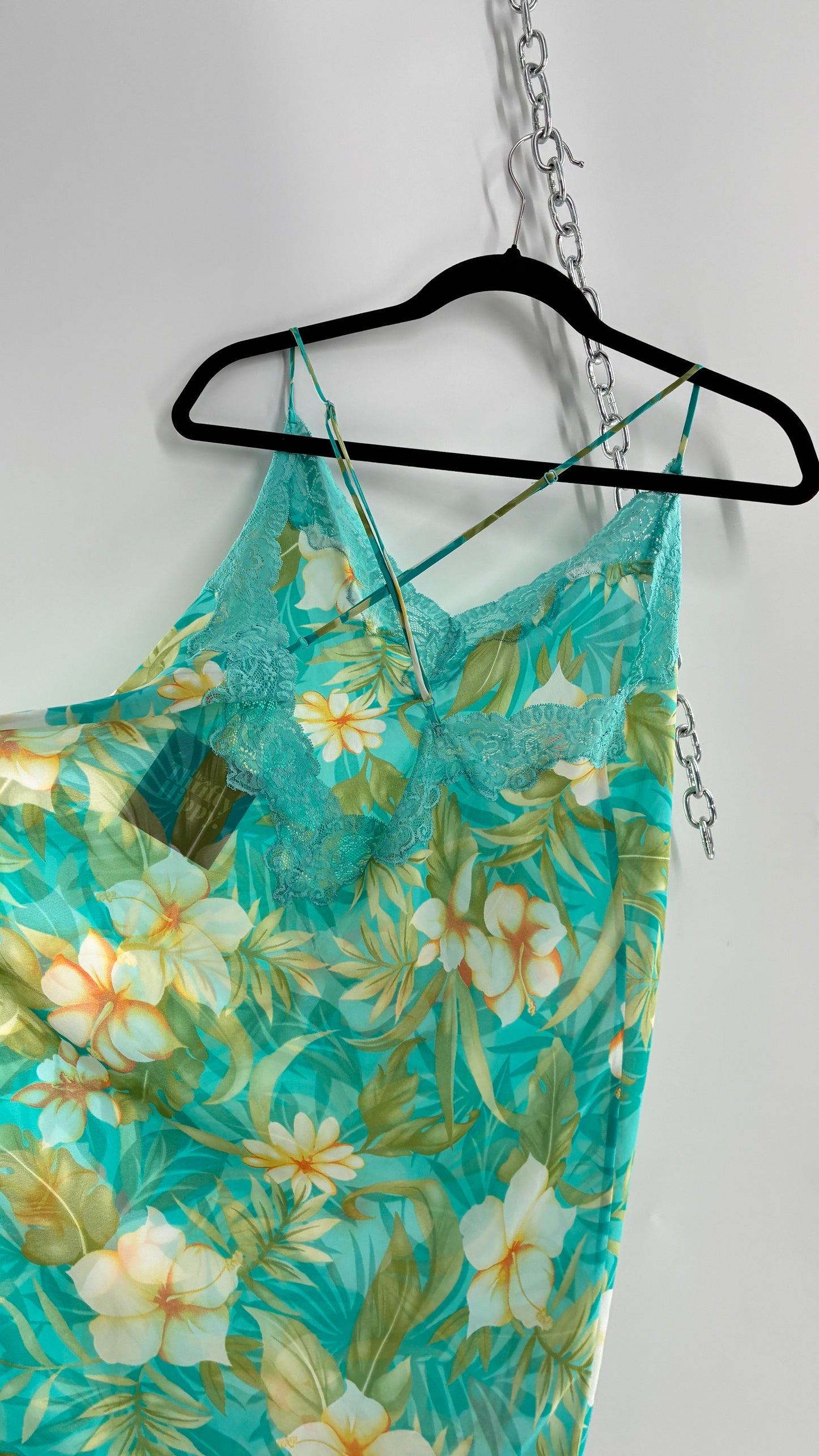 Vintage Valerie Stevens Sheer Tropical Camisole Dress (Large)
