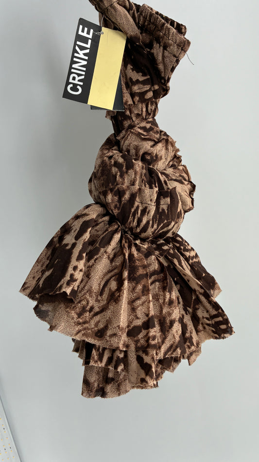 Deadstock Vintage TEASE Brown Crimped Skirt (Medium)