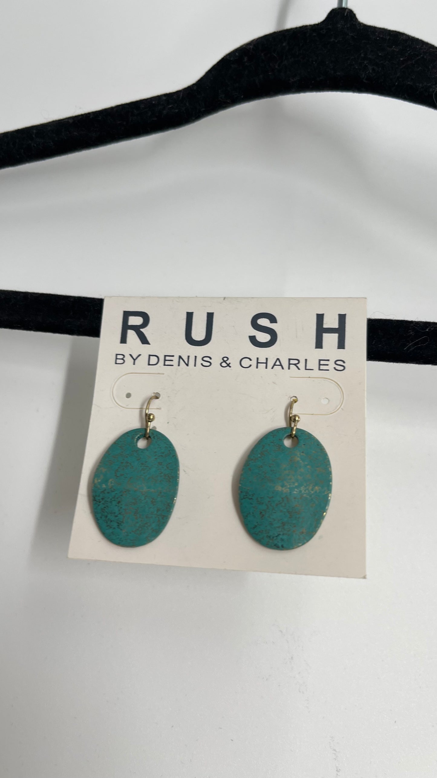 Deadstock Vintage RUSH Turquoise and Gold Medallion Earrings