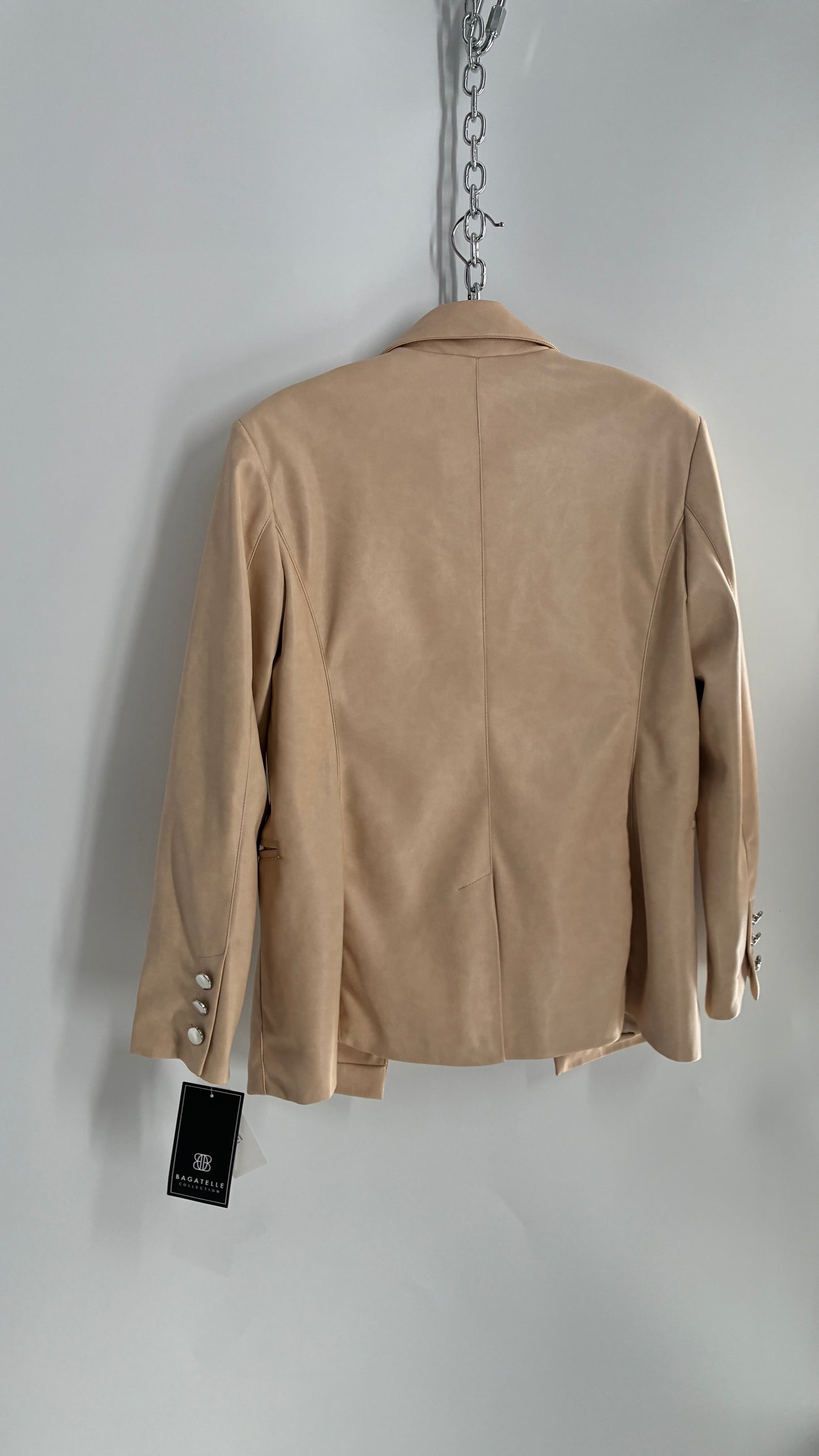 BAGATELLE Vegan Leather Cream Beige Blazer Jacket with Tags Attached (Medium)
