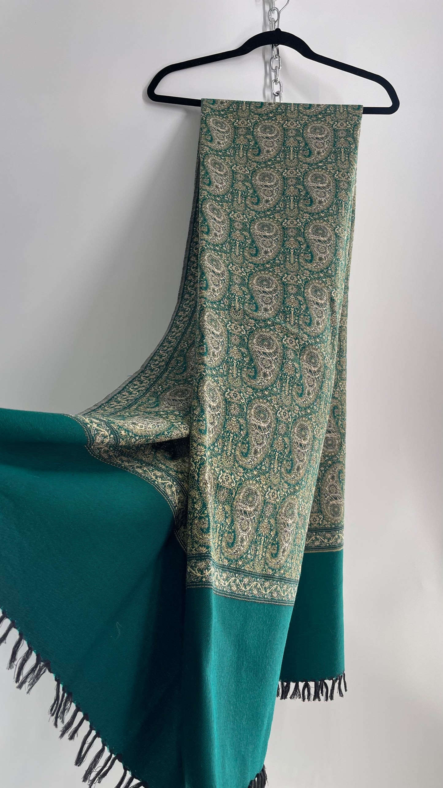 Vintage Huge Thick Pakistani Green Scarf