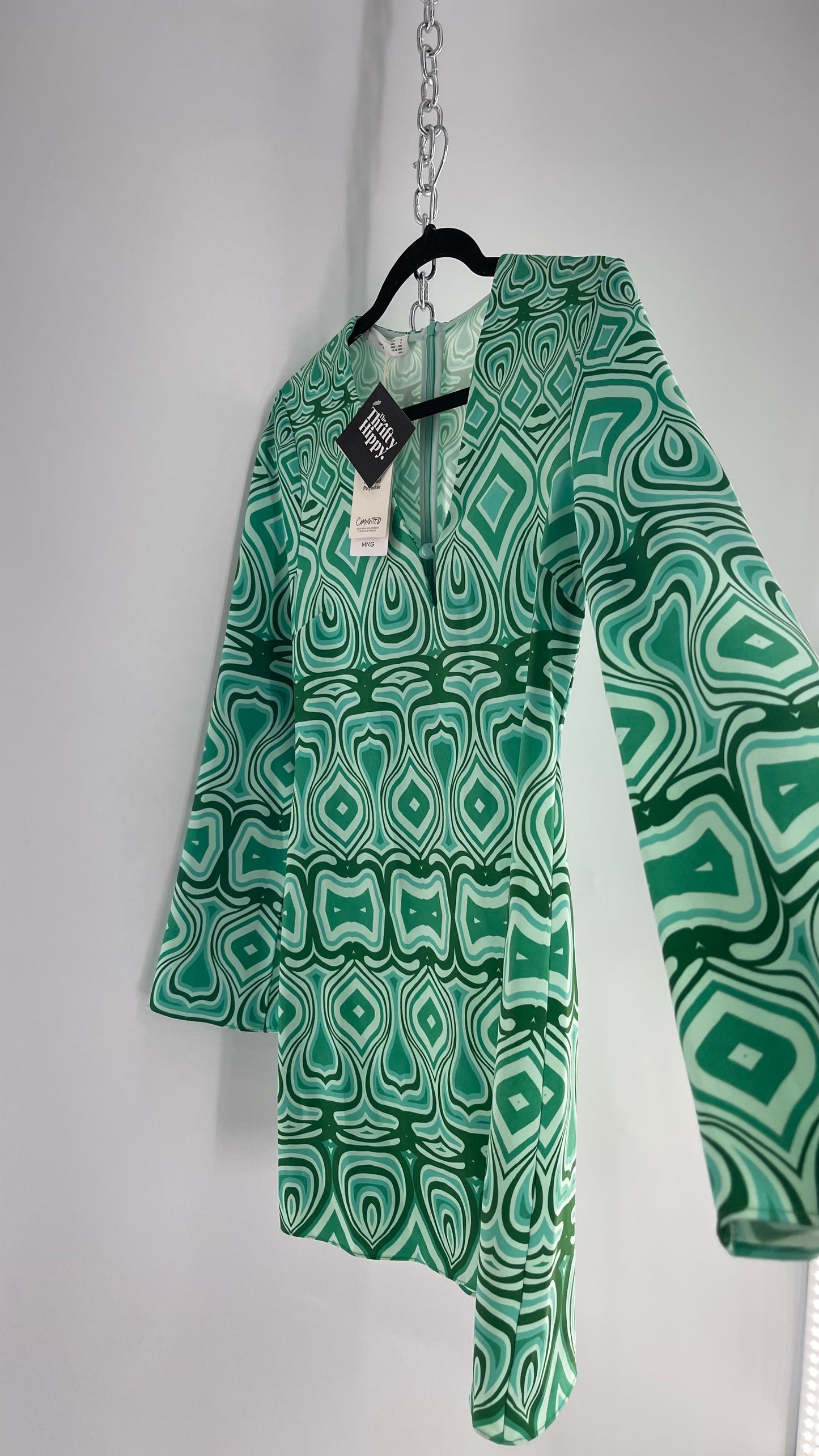 MNG Groovy Green Retro Psychedelic Dress (4)