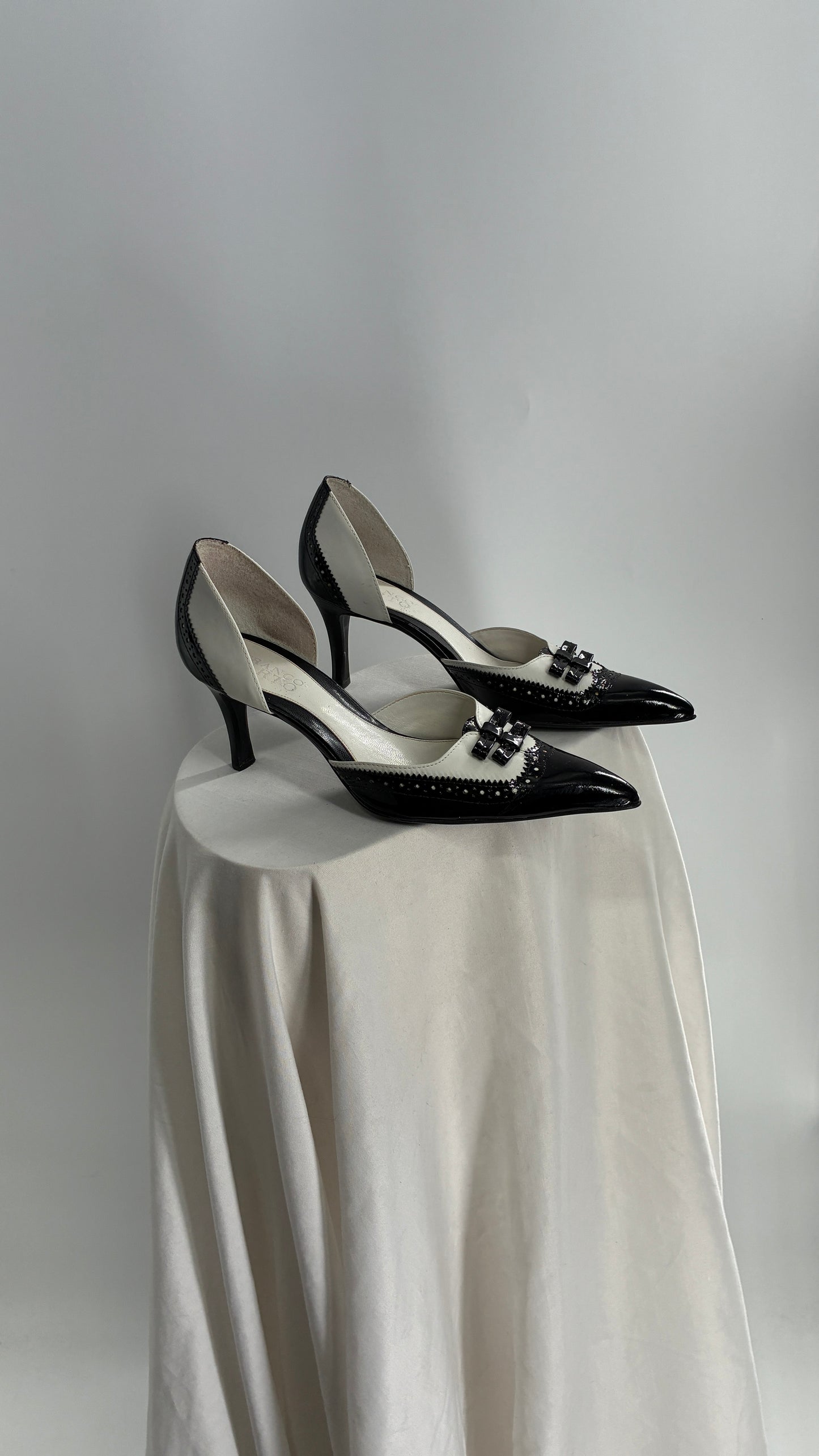 Vintage Franco Sarto Black and White Pointed Toe Tuxedo Heel (8)
