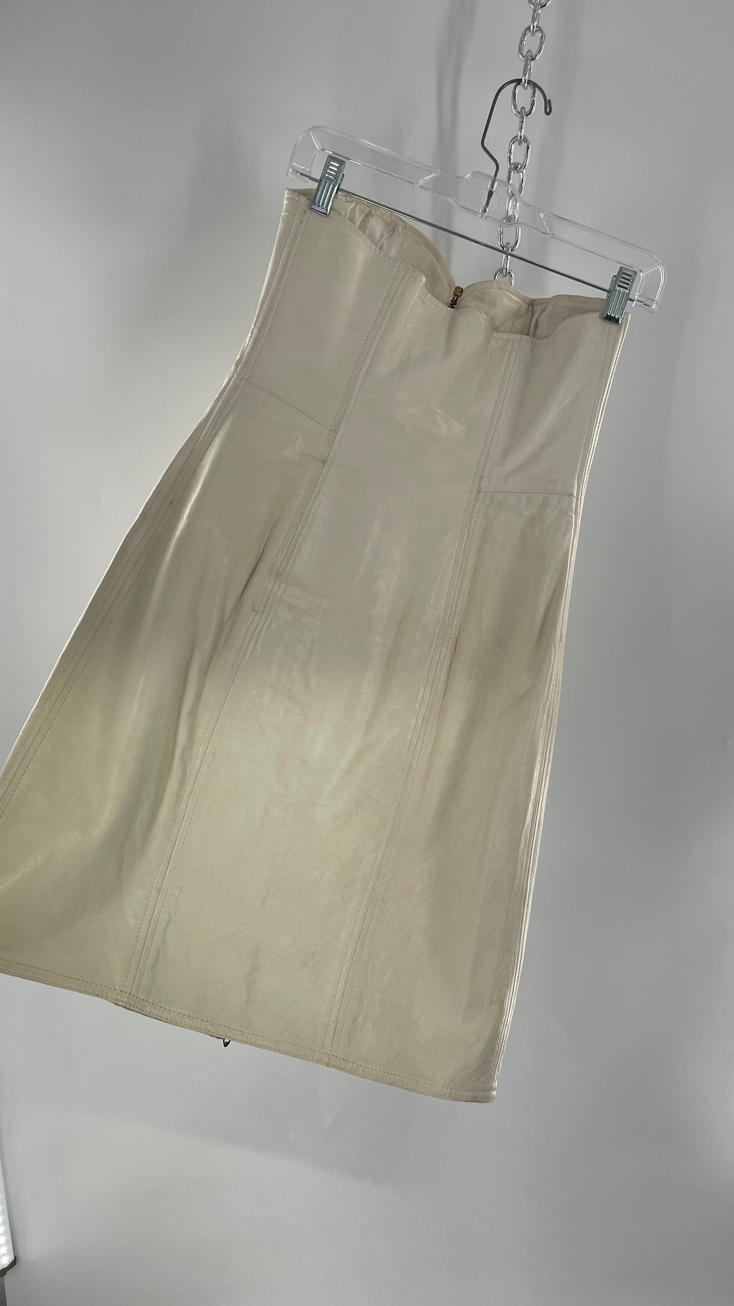 Vintage White Leather Zip Front Mini Dress *Handmade* (Size Small/Medium)