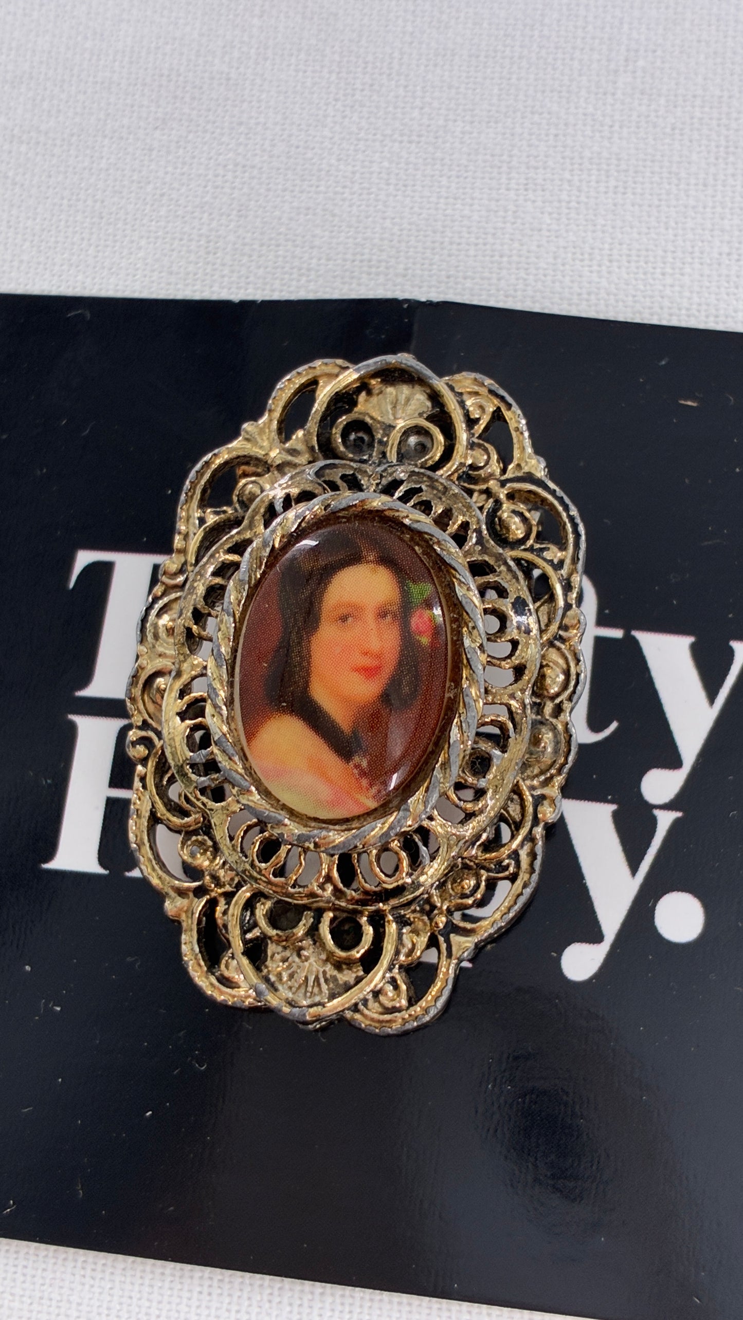 Vintage Victorian Brooch with Engraved Gold Photo/Portrait Frame