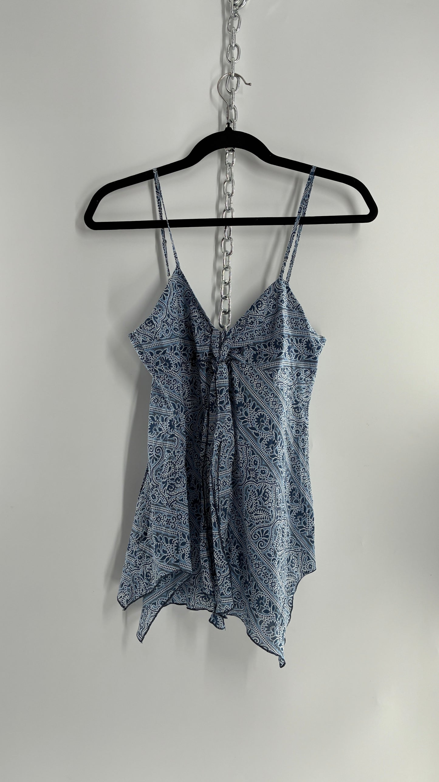 Vintage 100% Cotton Handkerchief Blue Bandana Style Camisole (2)