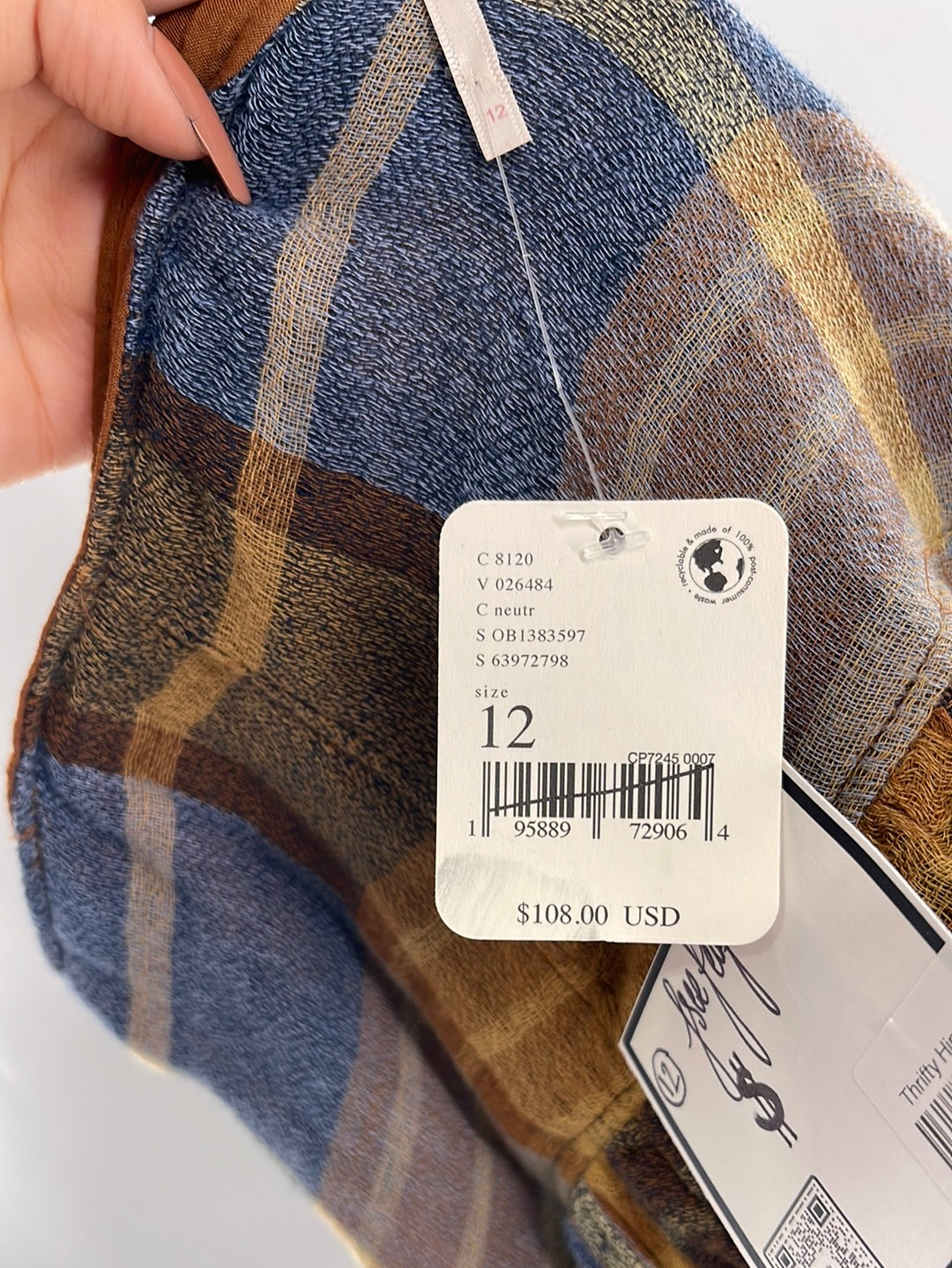 Free People Plaid Blue Brown Mini Skirt with Balloon Hem with Tags Attached (12)