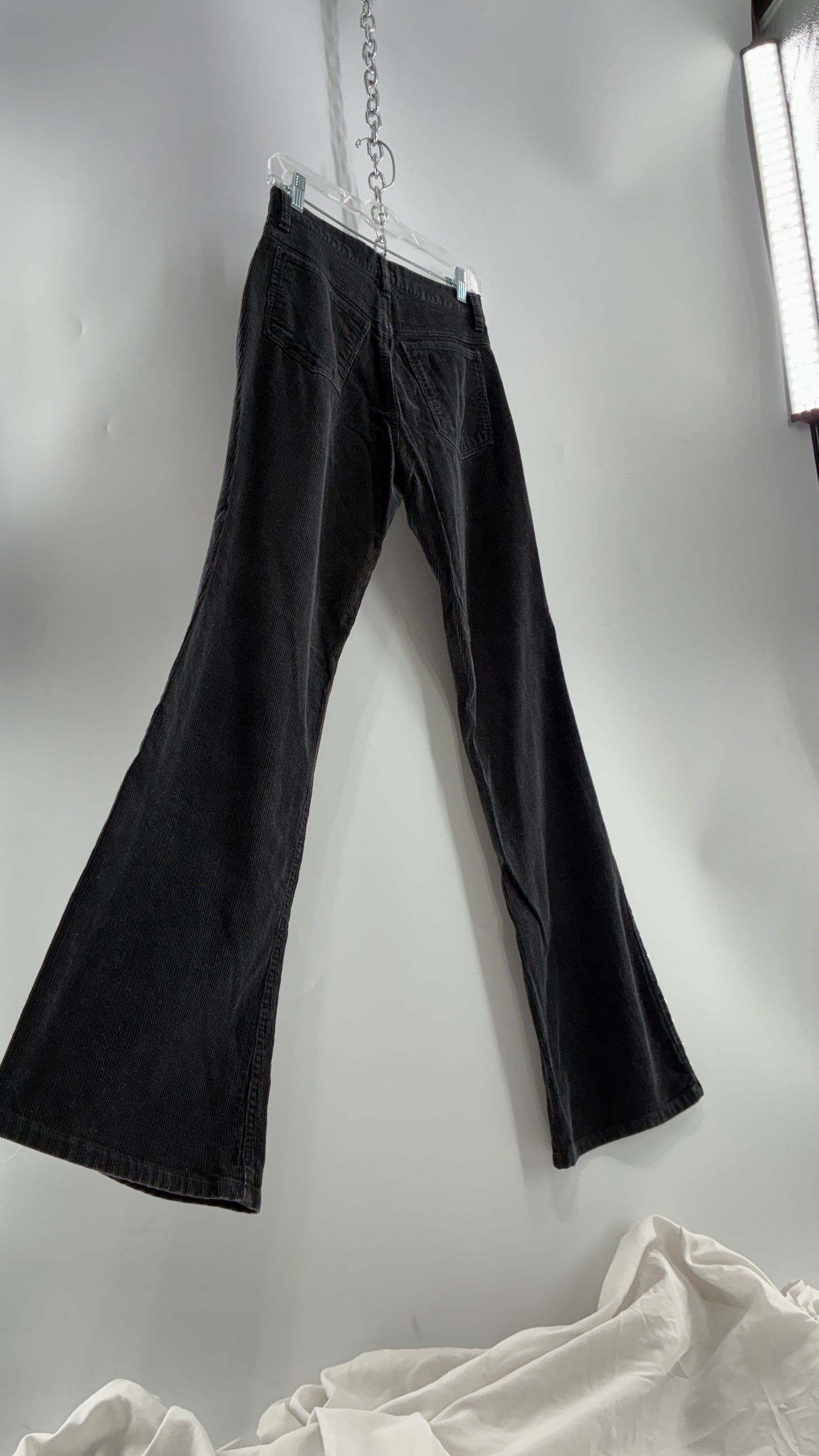 Vintage THE BLUES Grey Corduroy Side Studded Kick Flares (8)