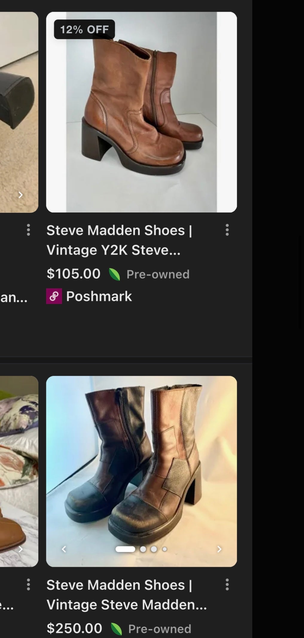 Vintage 90s Steve Madden Tan Leather Funky Square Toe Boot with Platform and Chunky Heel