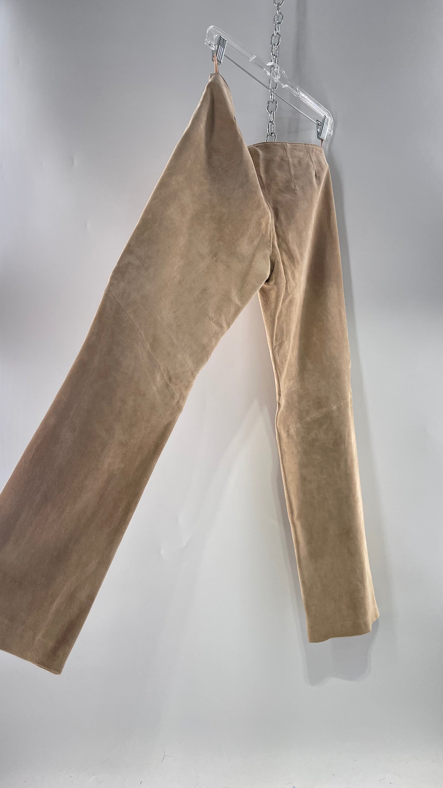 Deadstock Vintage Slouchy SienaStudio Oatmeal Tan Suede Pants (8)