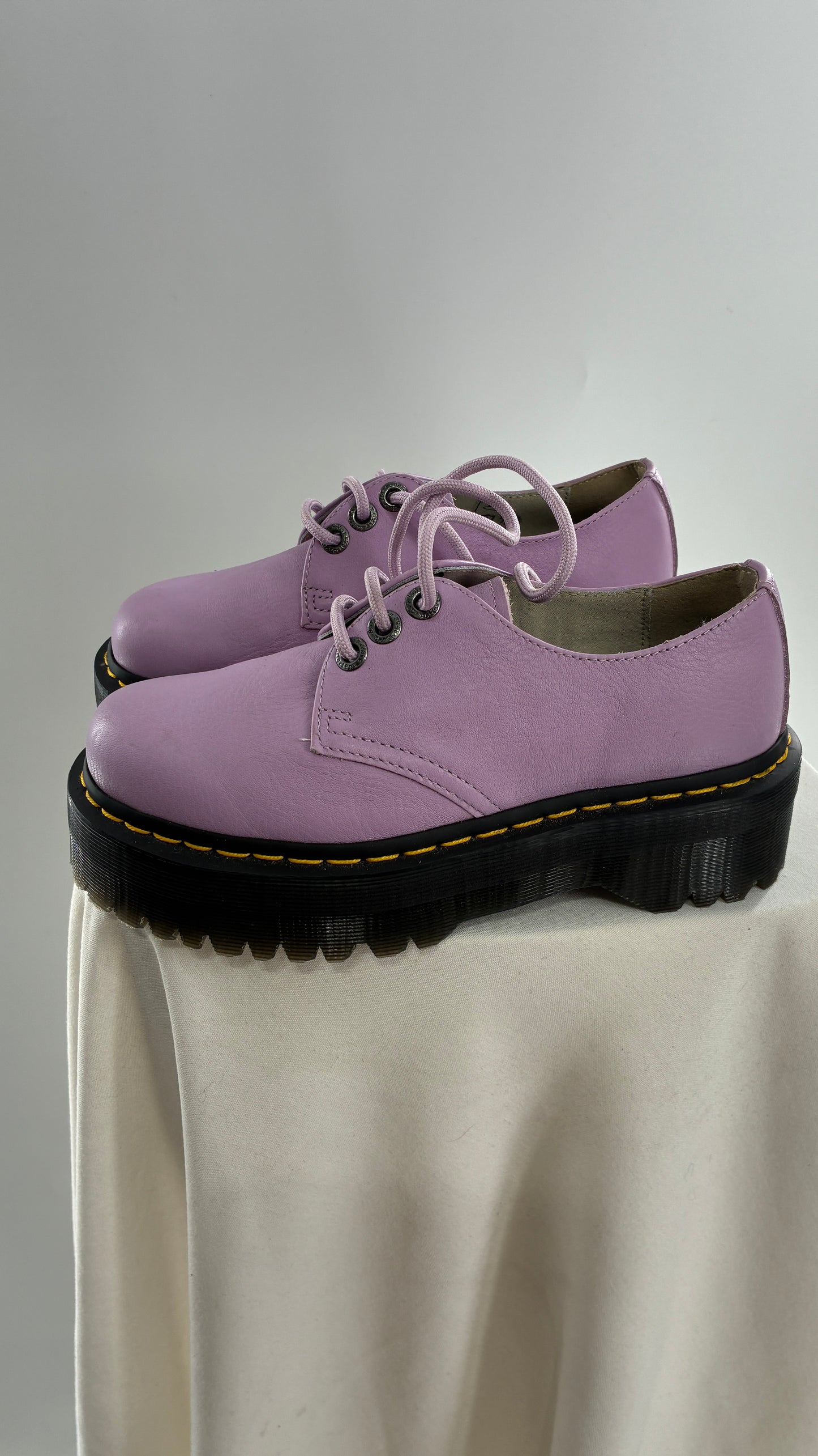 Vintage Dr. Martens 1461 Quad II, Lilac Purple, Pisa Leather Platform Oxfords (6)