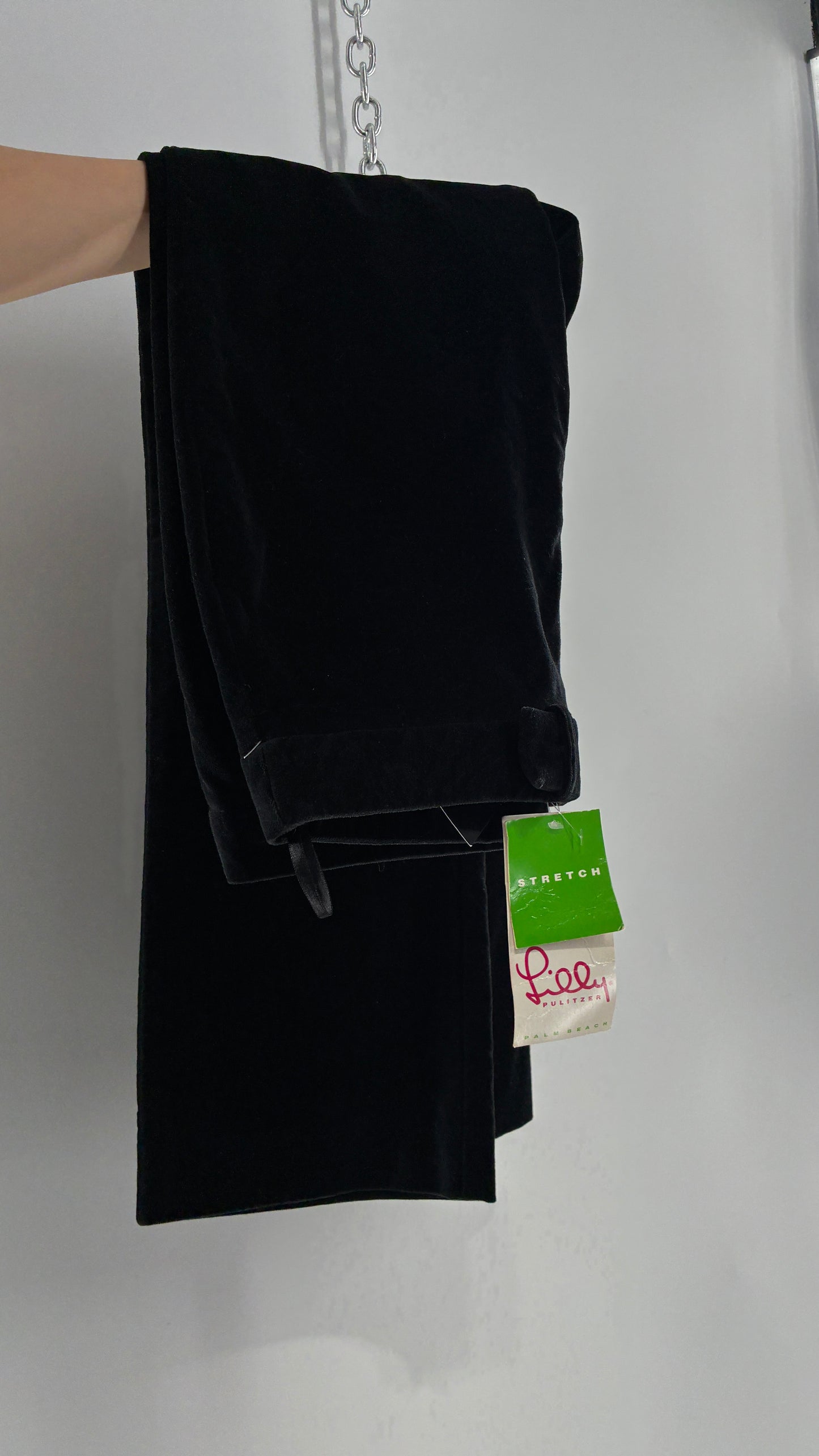Deadstock Vintage 2000s Lilly Pulitzer Black Velvet Embossed Floral, Side Closure Pants (4)