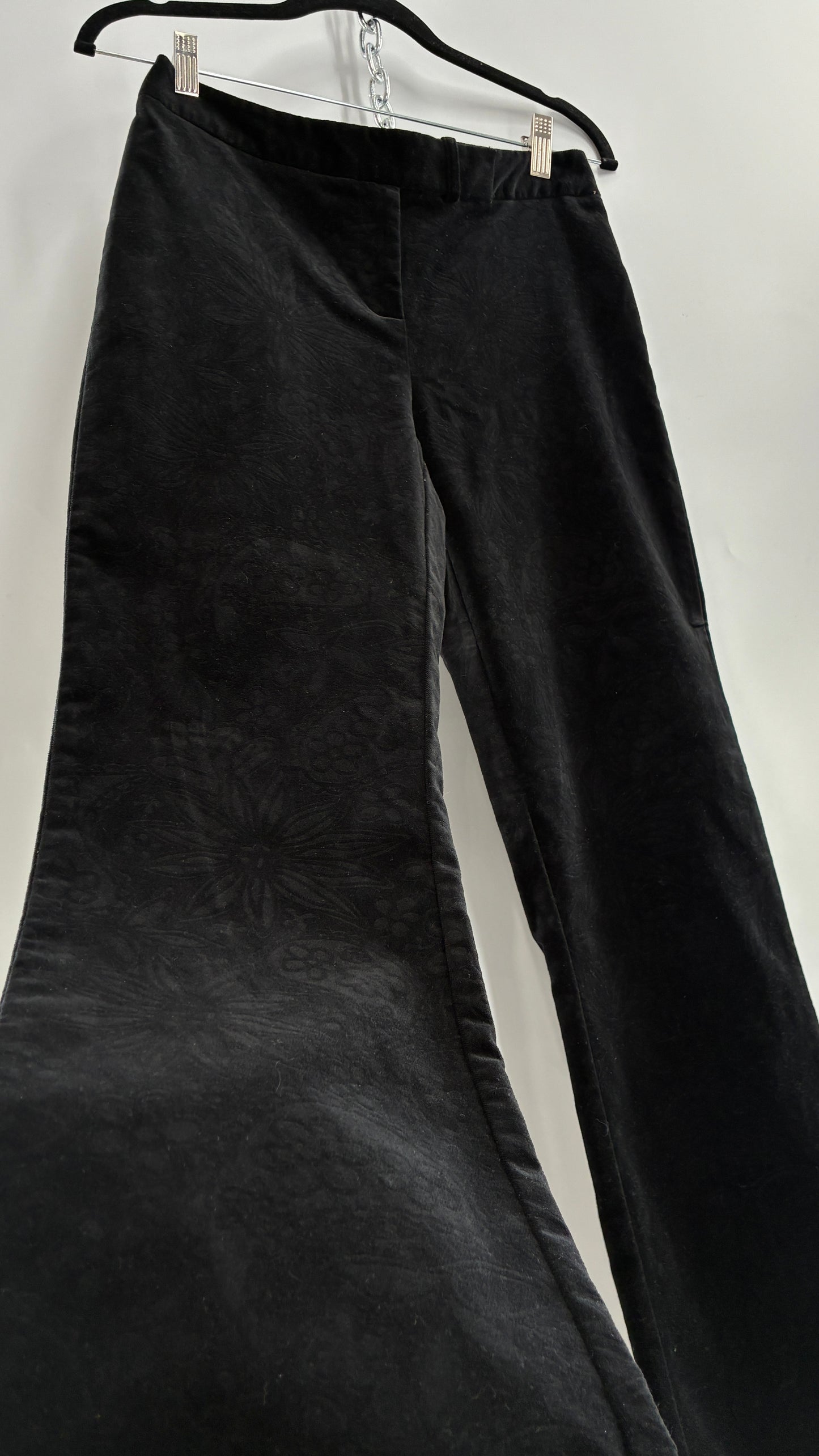 Deadstock Vintage 2000s Lilly Pulitzer Black Velvet Embossed Floral, Side Closure Pants (4)