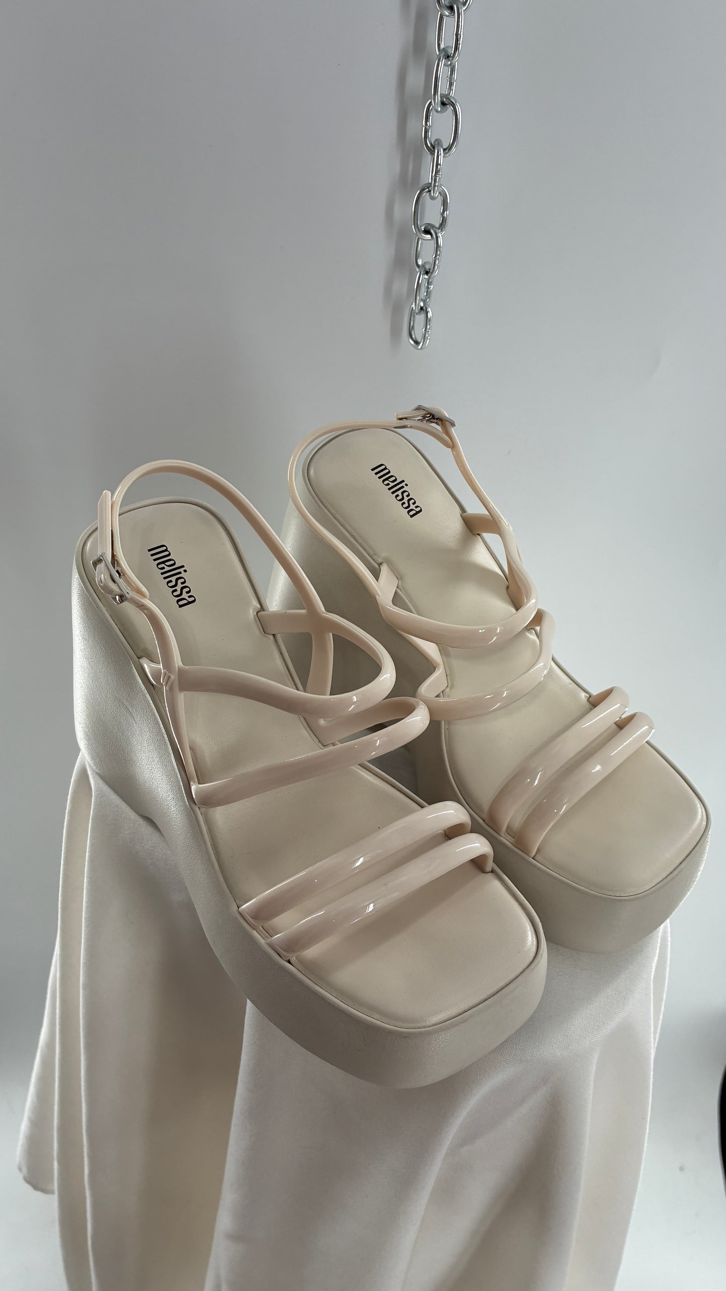 MELISSA Jelly Jessie Beige Chunky Wedge Platform Sandal (10)