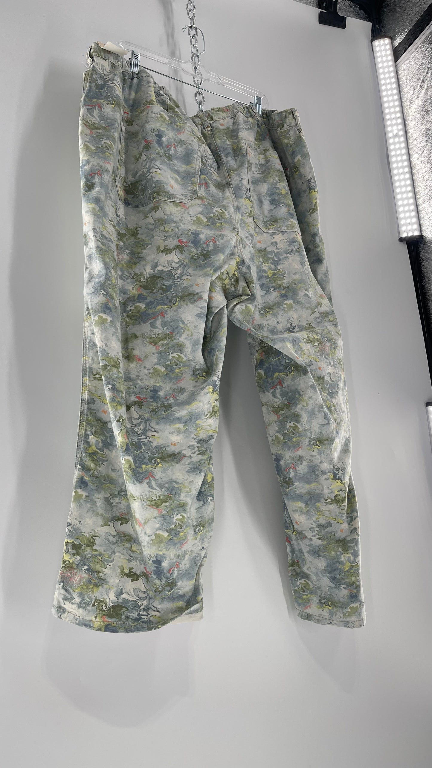Pilcro Anthropologie Lilly Pad Pond Painted Water Color Cargos (26W)