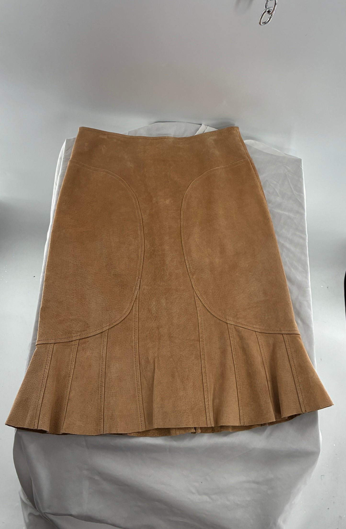 Vintage Moda International Genuine Leather Pleated Hem Skirt with Rounded Hip Panels (0)