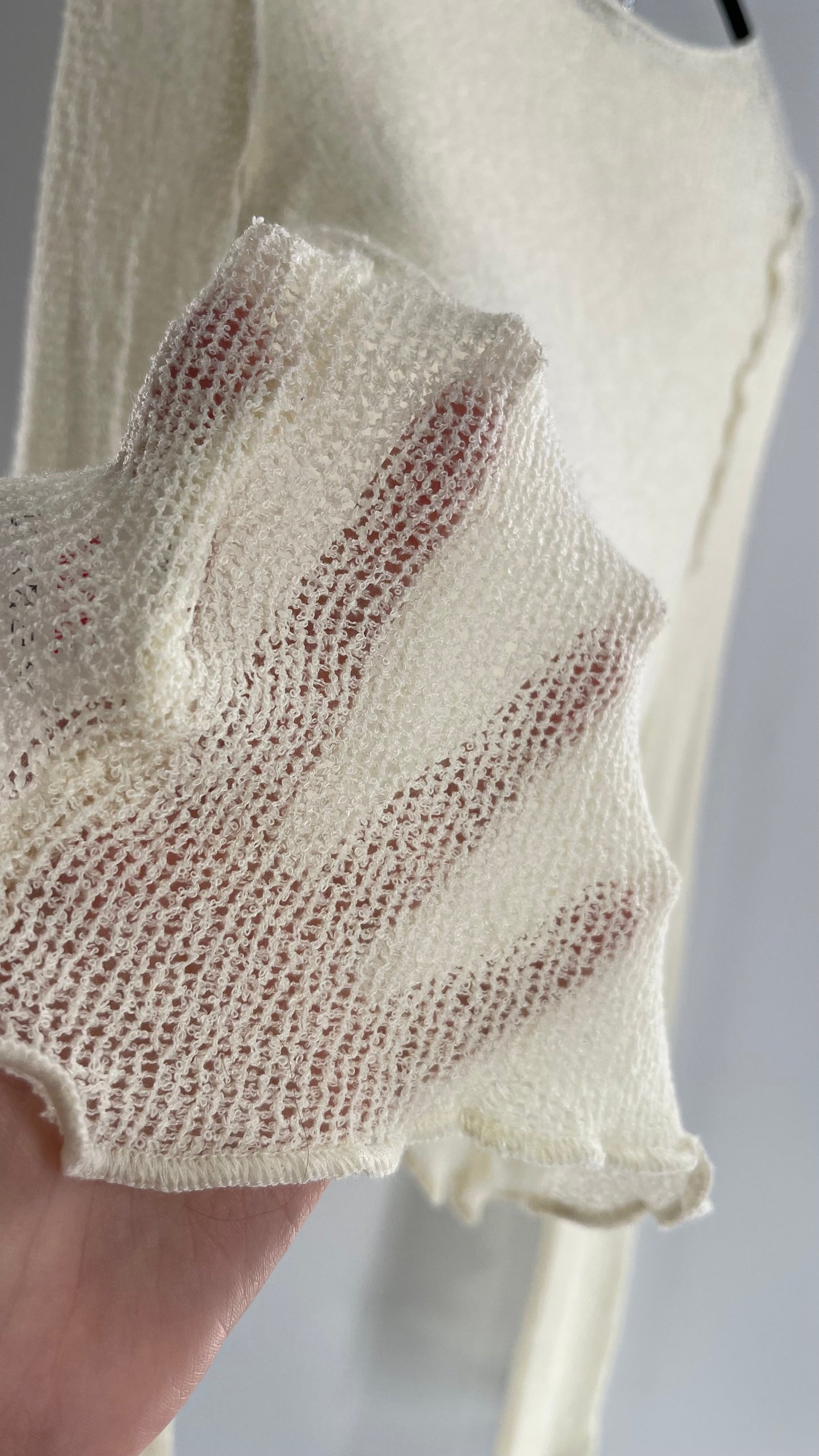 BDG Off White Open Knit Bell Sleeve with Exposed Seams (Large)