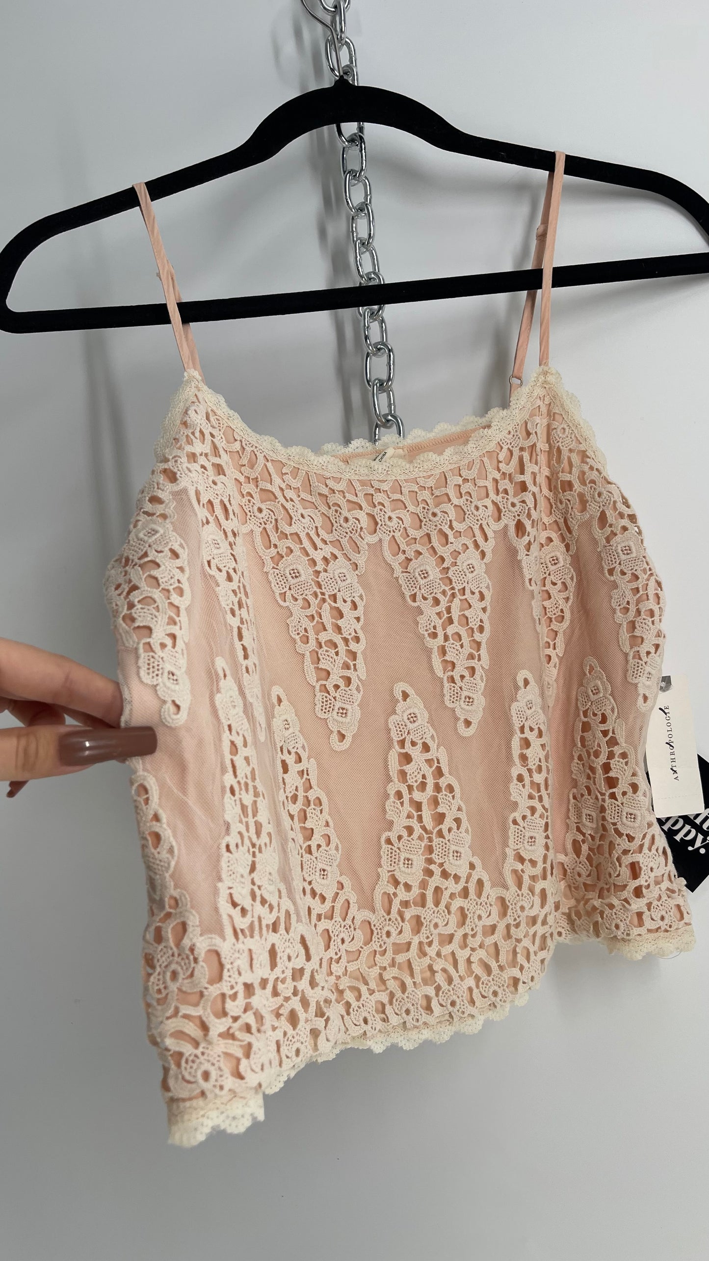 Anthropologie TINY Light Pink Camisole with Lace Detailing and Tags Attached (Small)