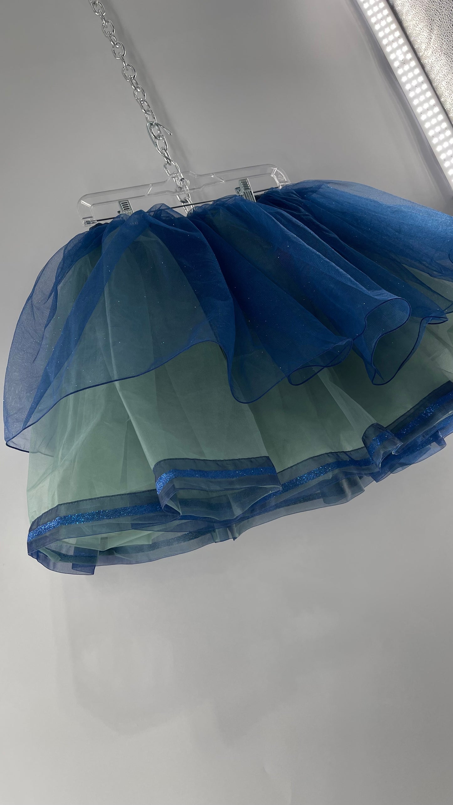 Midnight Muse Navy Blue Glitter Mesh Tutu Tulle Skirt (Medium)