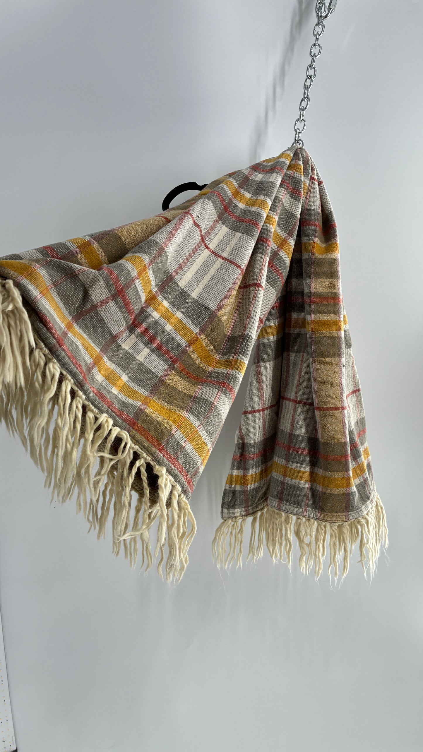 Vintage Hallmark Oversized Extremely Thick 100% Cotton Fringed Blanket Scarf