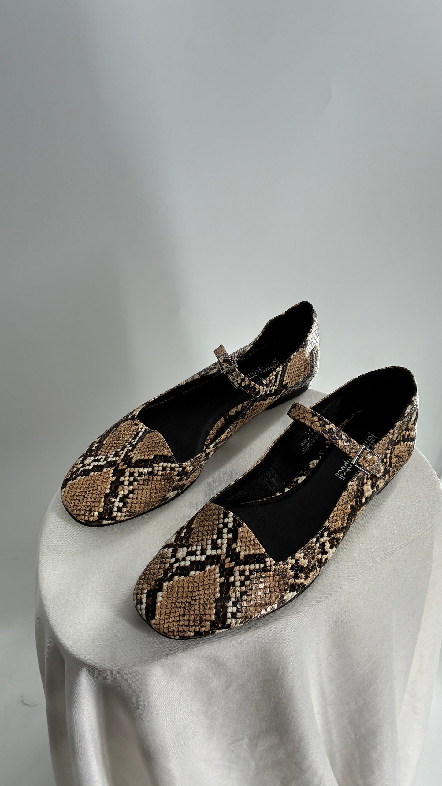 Jeffrey Campbell Snakeskin MaryJane Ballet Flats (7.5)