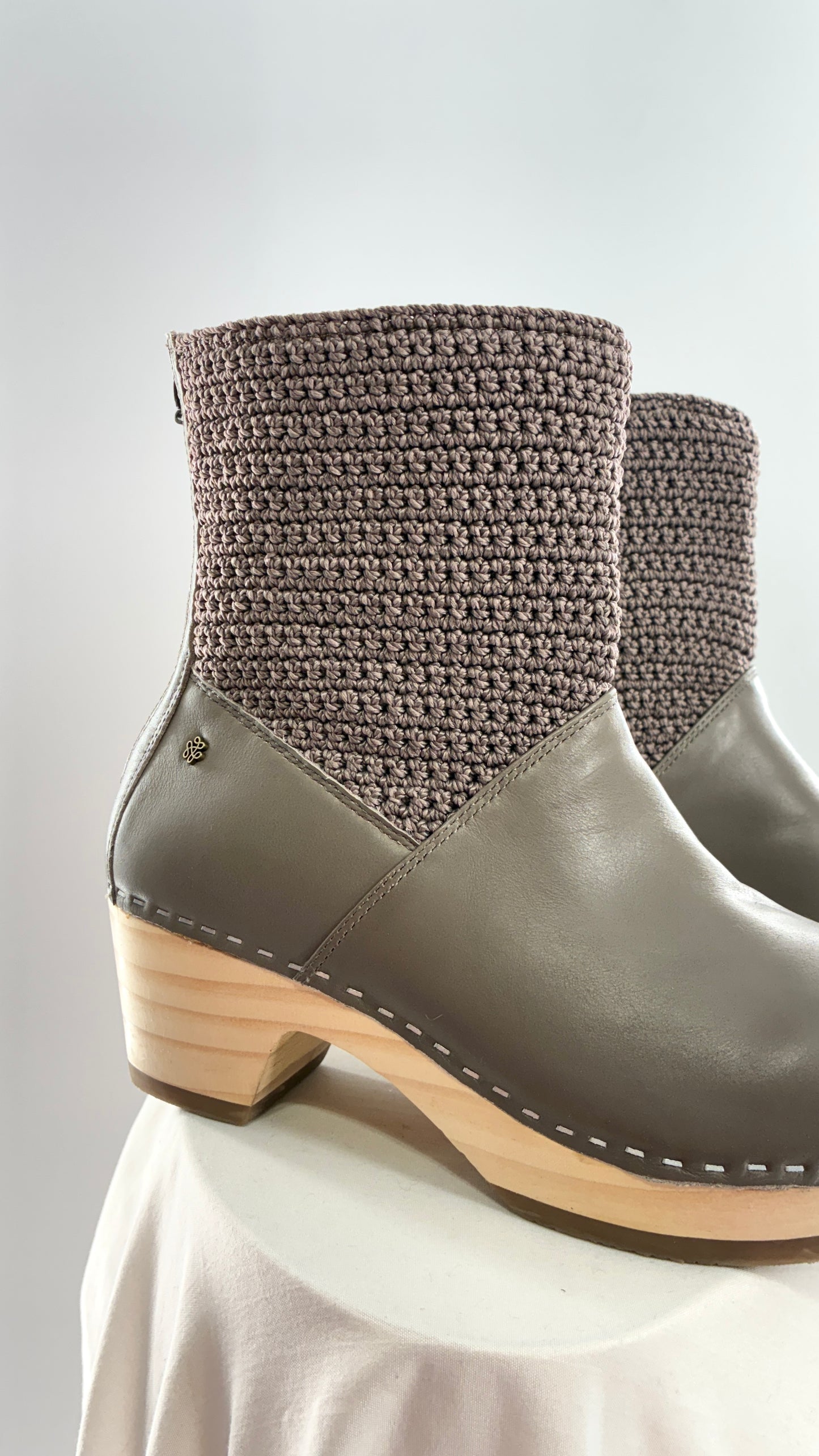 THE SAK Crochet and Leather Wooden Clog Boots (7)