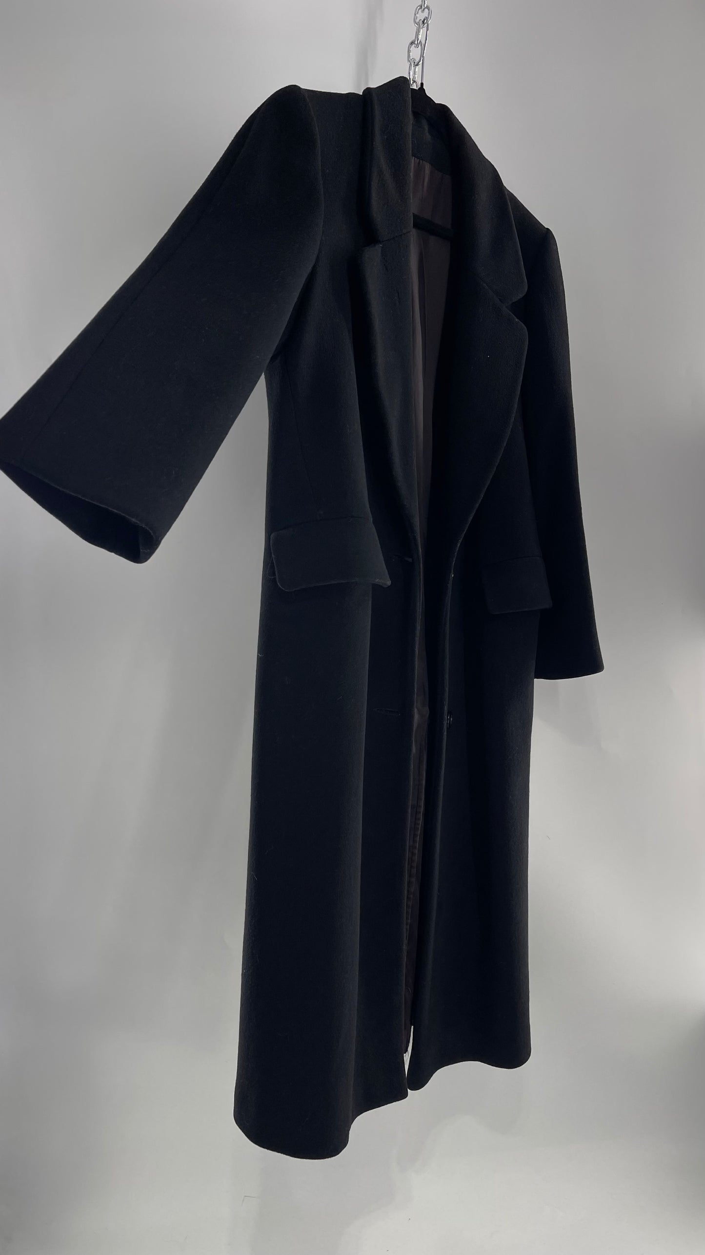 Vintage CENTRAL PARK NY 100% Wool Black Full Length Coat (M/L)