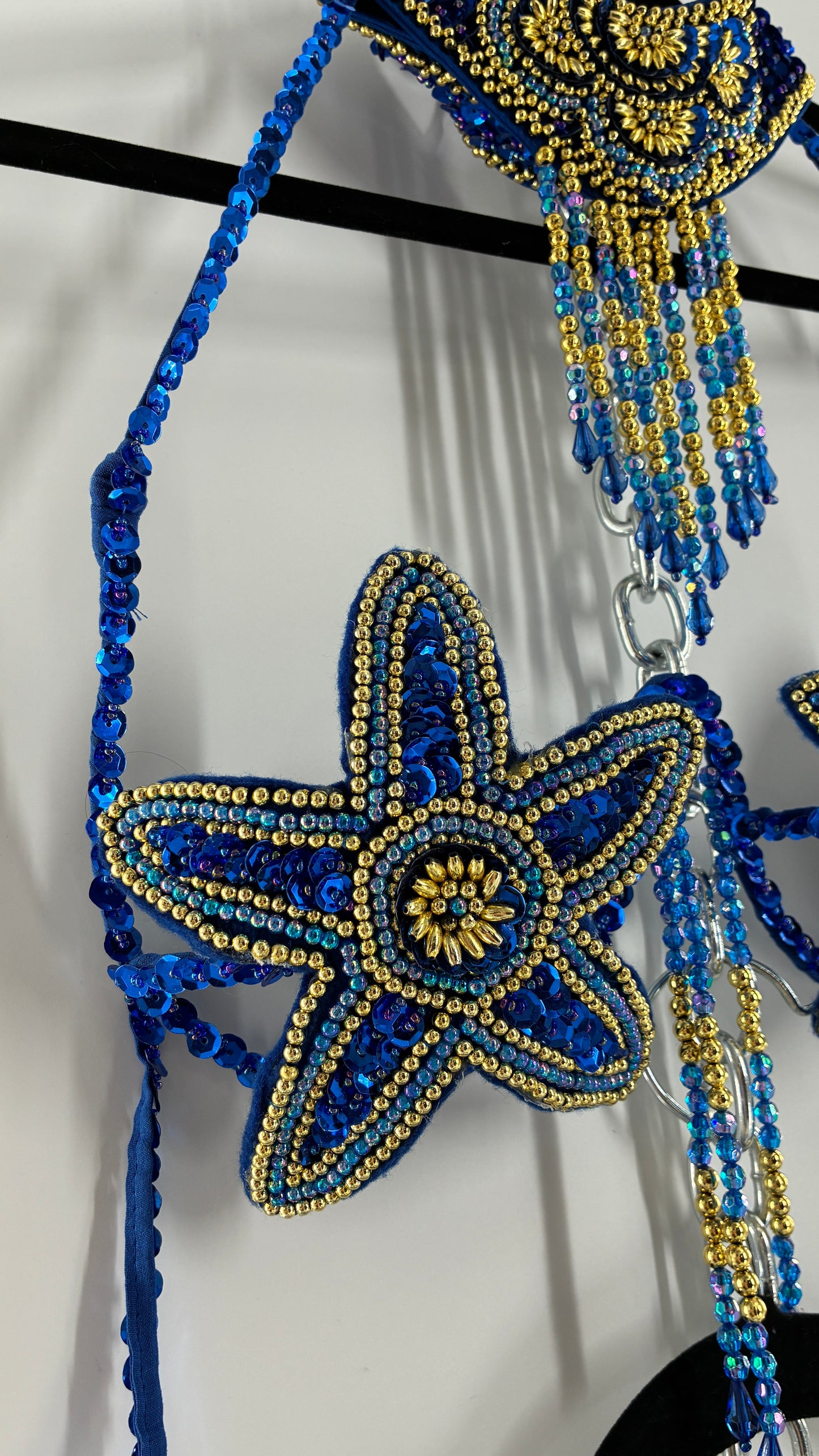 Vintage Royal Blue and Gold Beaded Belly Dancing Set