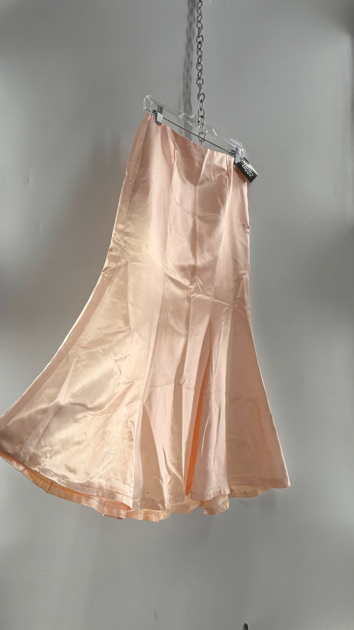 Vintage Peach Toned Satin Handmade Mermaid Style Paneled Skirt