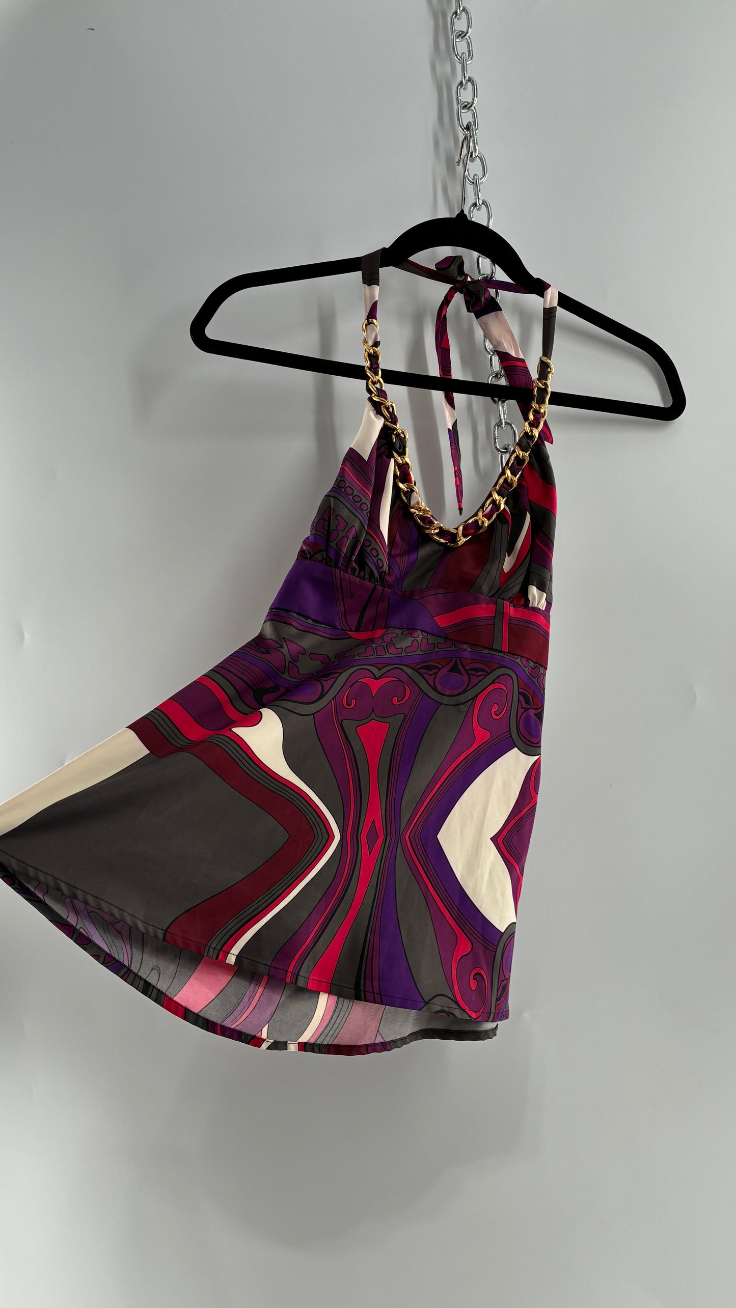 Vintage 1990s GUESS Silky Halter with Chain Detail (XS)