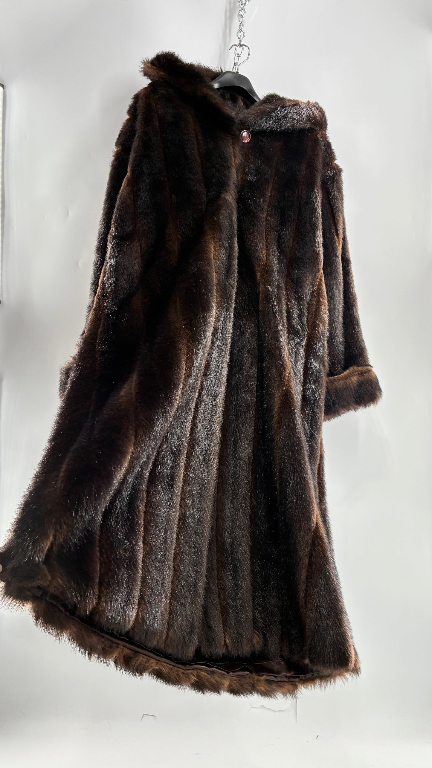 Vintage TALLY HO Hooded and Paneled, Vegan Fur Full Length Coat (Medium)