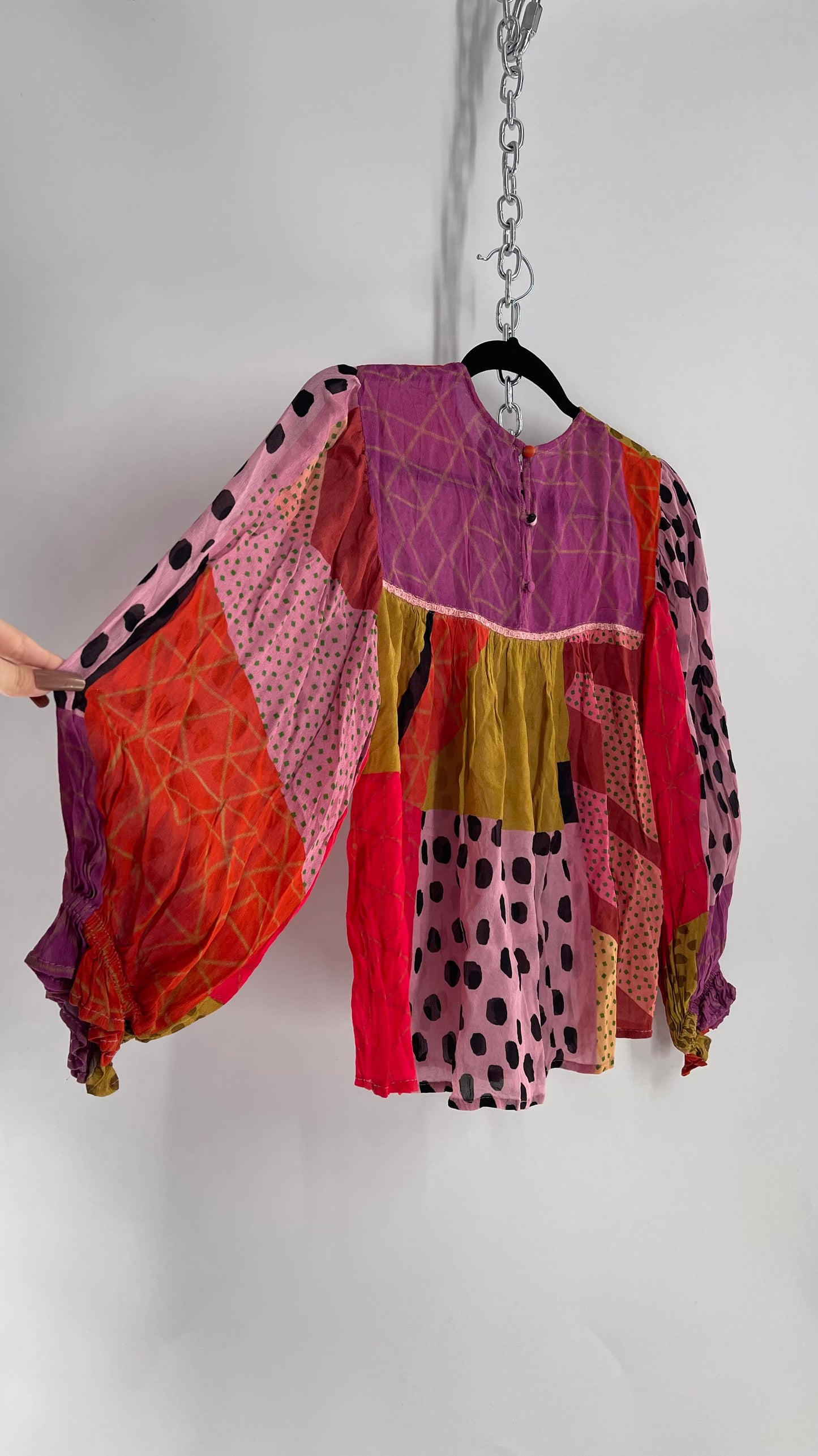 BL^NK Mixed Pattern Warm Toned Blouse (Petite Small)